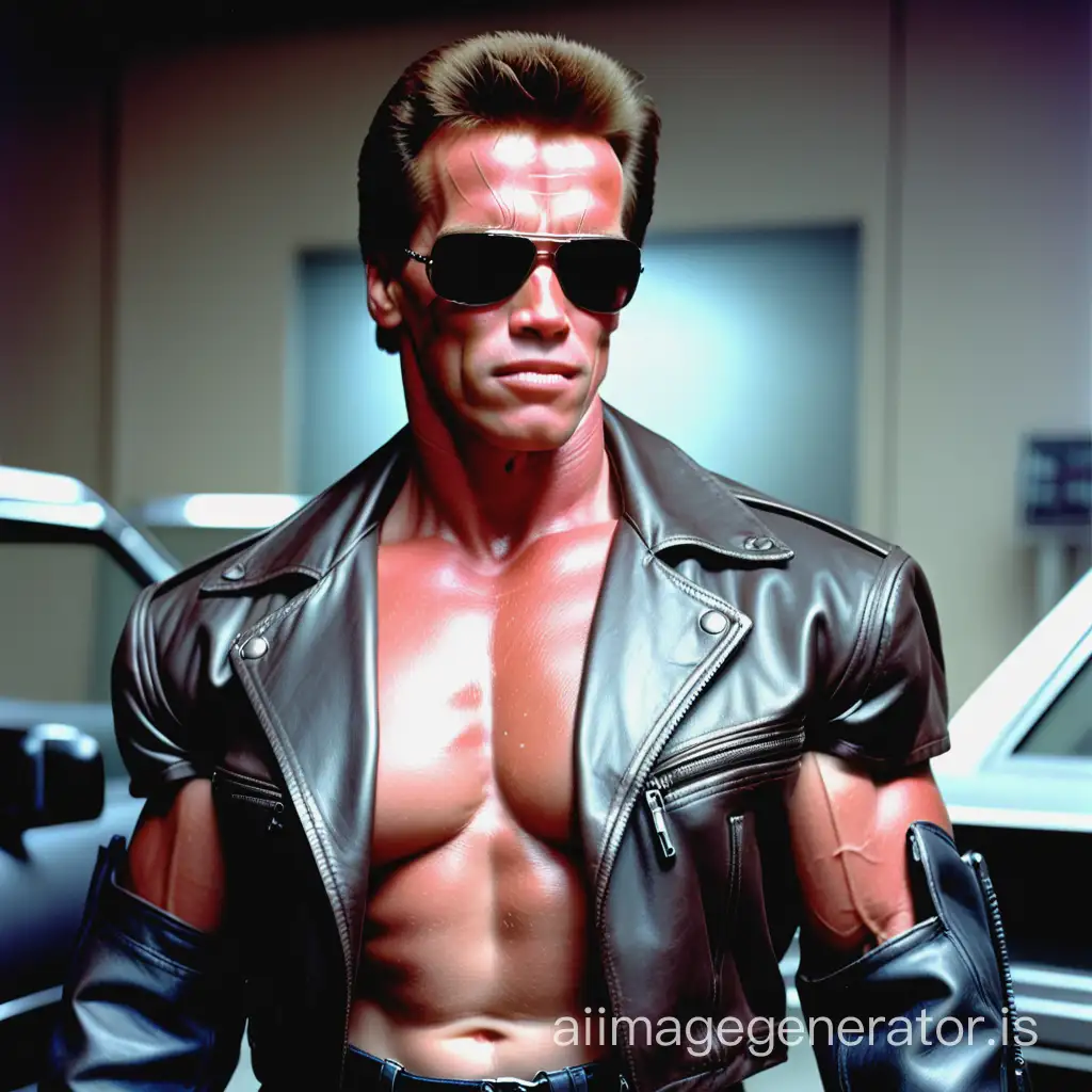 Young Terminator Schwarzenegger in Cinematic Pose | AI Image Generator