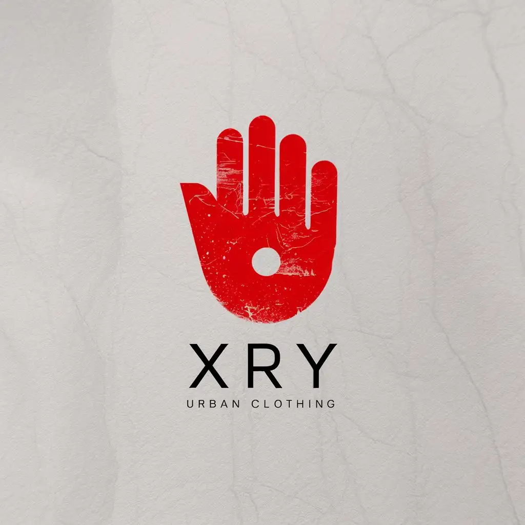 logo XRY minimalism for urban clothes with background  red hand vintage style

