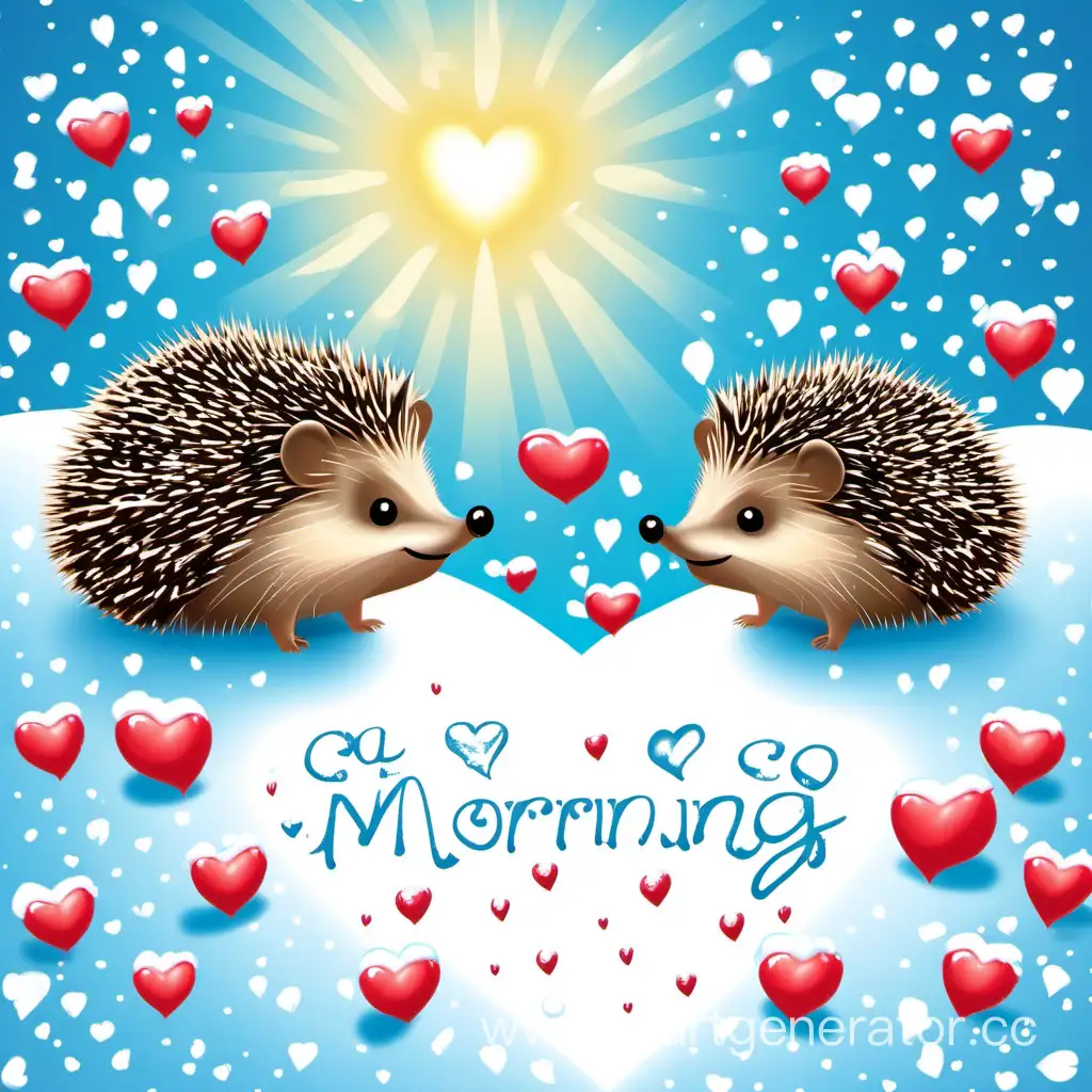Cheerful-Morning-with-Hedgehogs-and-Hearts-under-Snowy-Sky