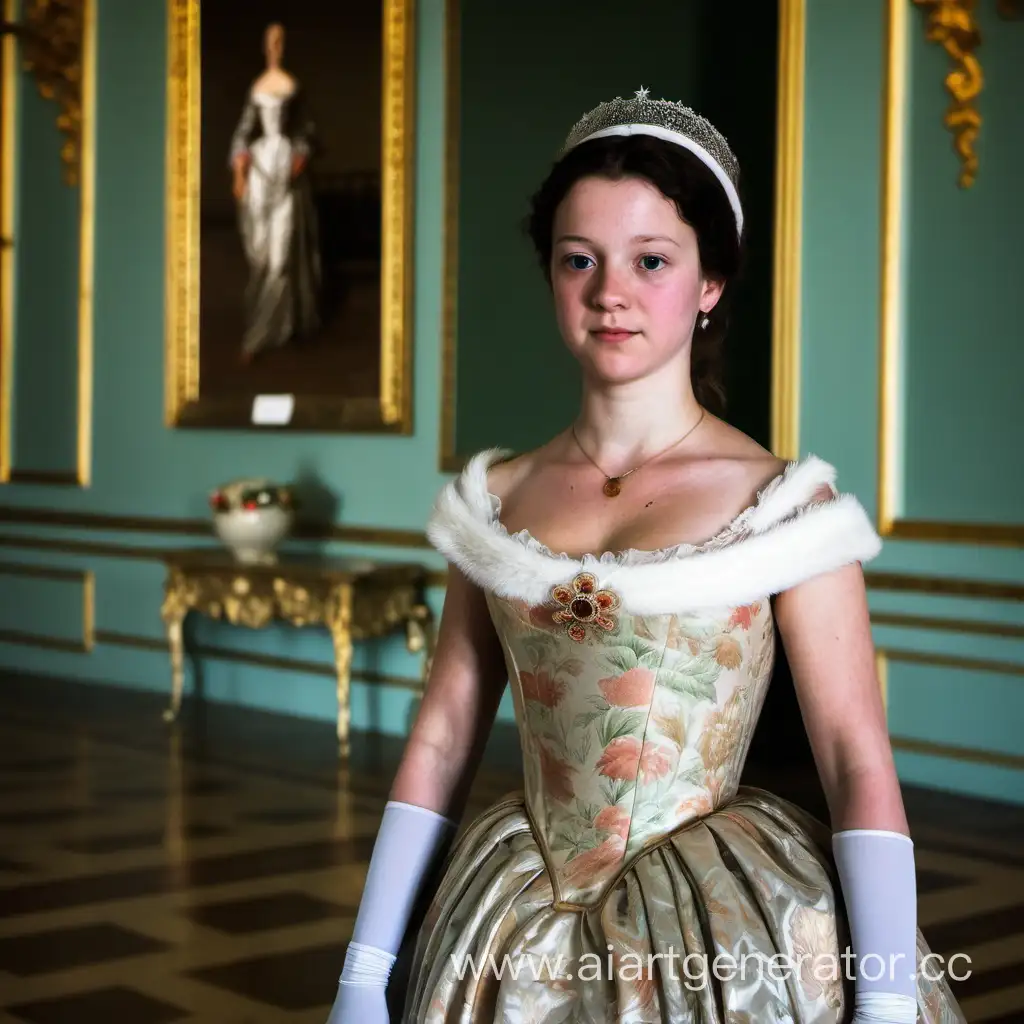 девушка в платье Екатерины во дворце