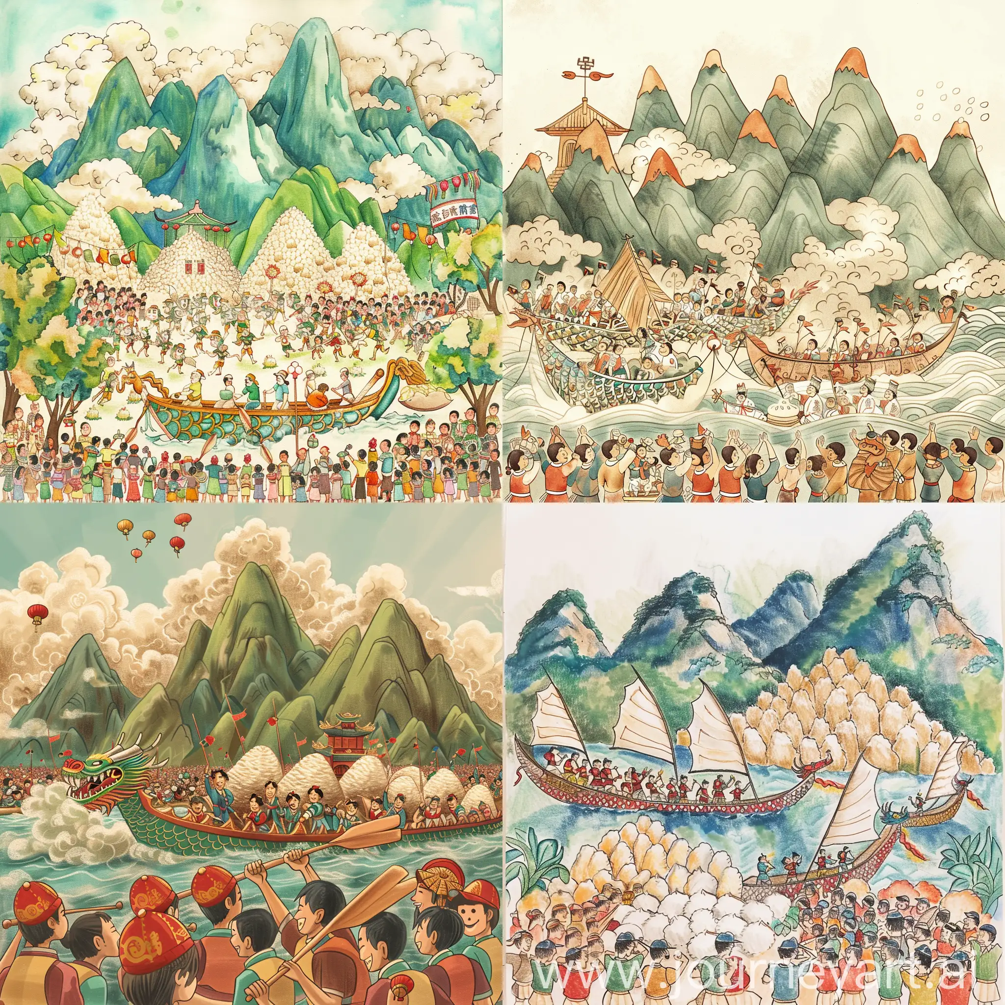 Joyful-Dragon-Boat-Festival-Celebration-Racing-Dragon-Boats-with-Mountains-of-Rice-Dumplings