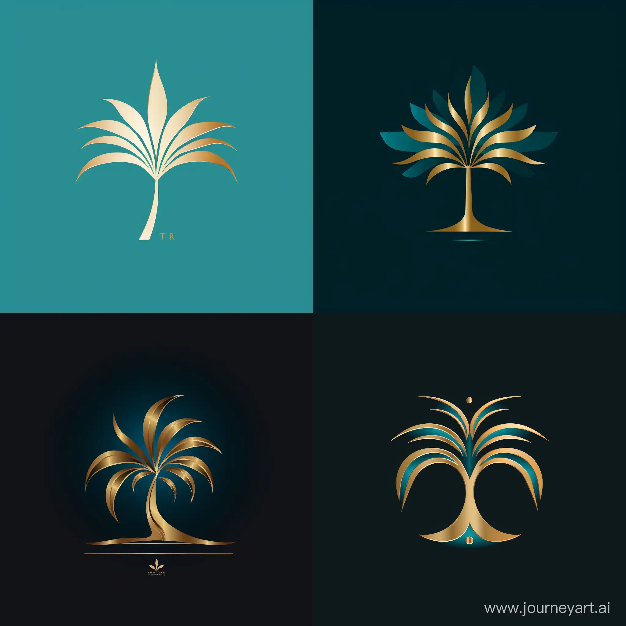 Elegant-Gold-and-Turquoise-Coconut-Tree-Logo