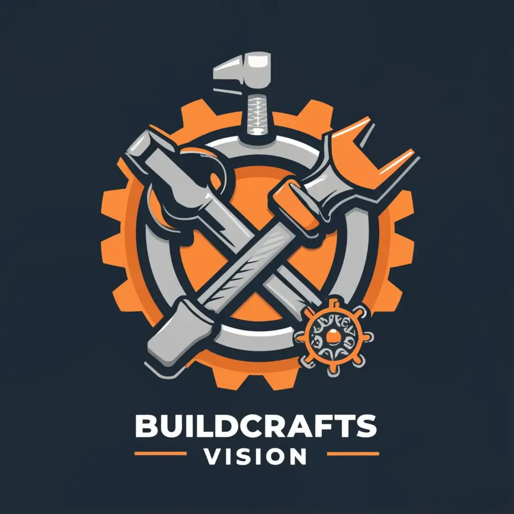 a logo design,with the text "Buildcrafts Vision", main symbol:tools and gear,Moderate,be used in Construction industry,clear background