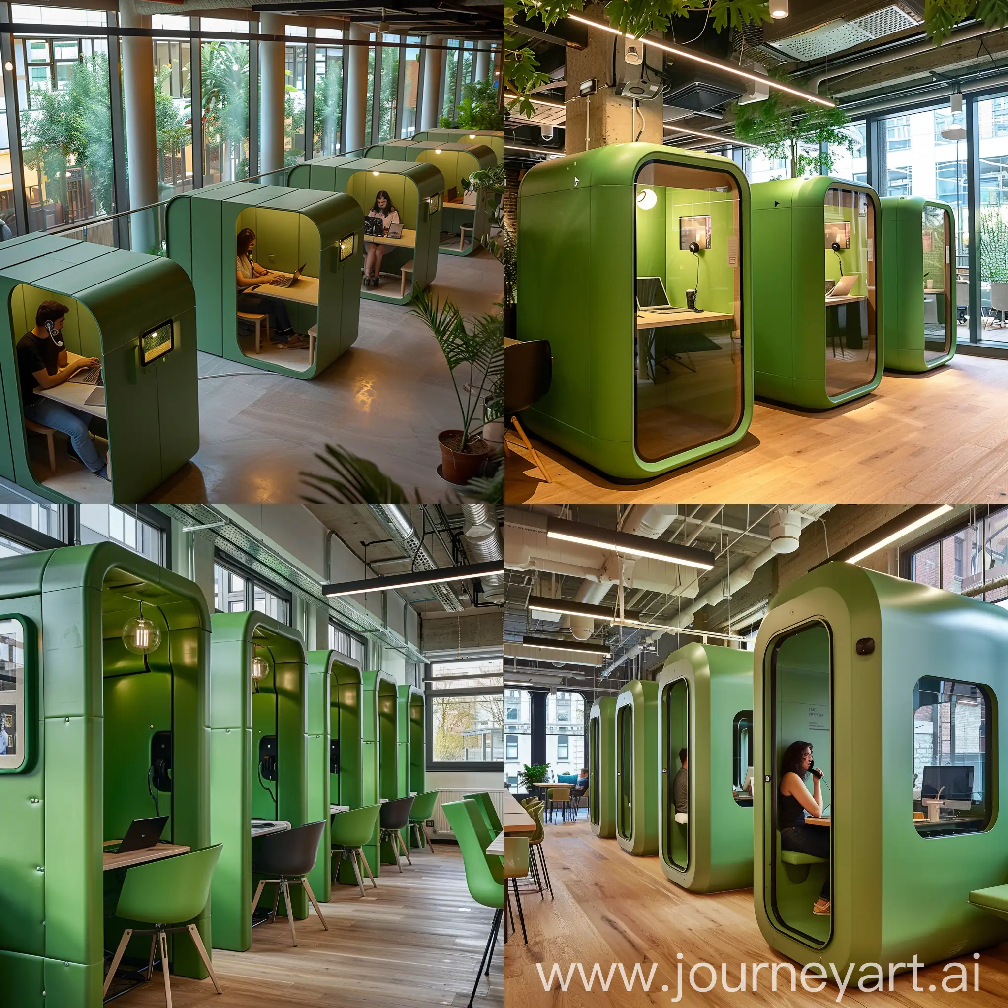 Green-OnePerson-Booths-Coworking-Space-for-Calls