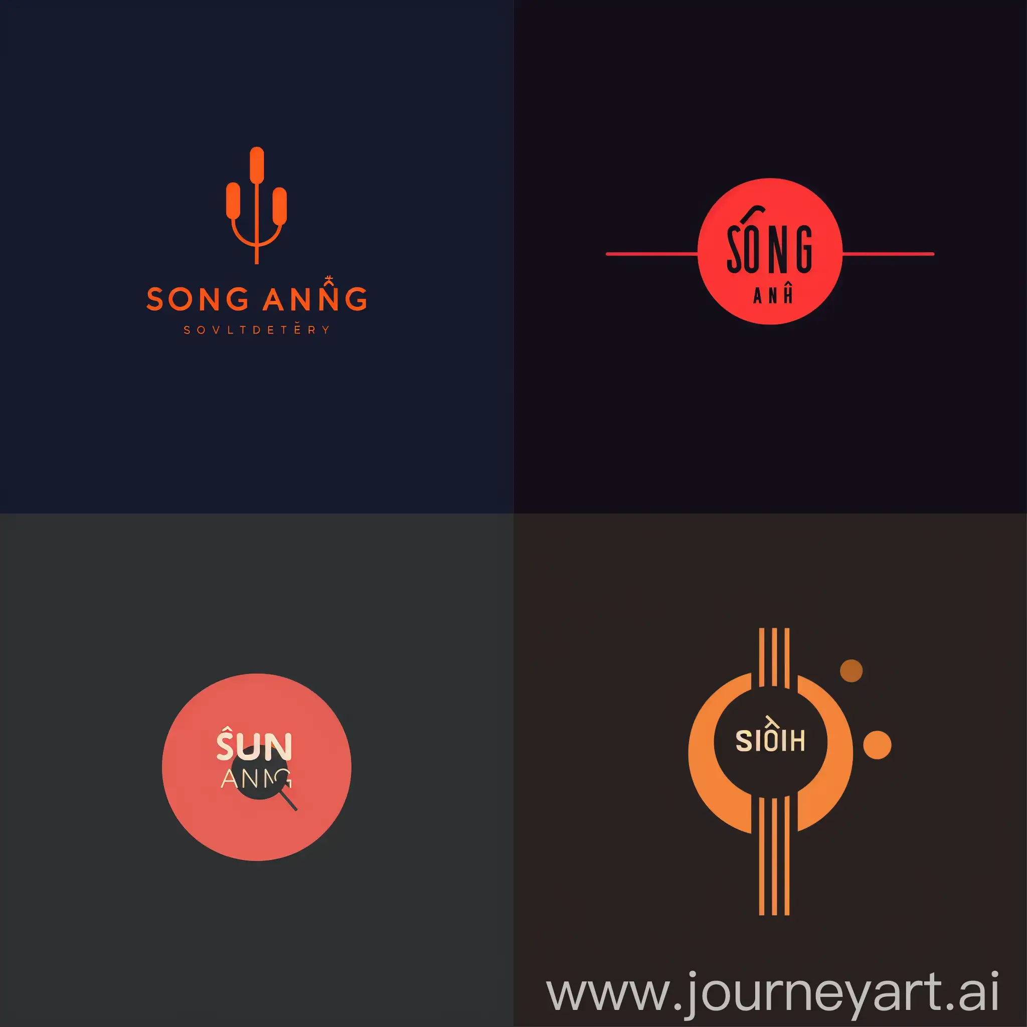 a simple logo of a text Song Anh, screen-print, flat, vector