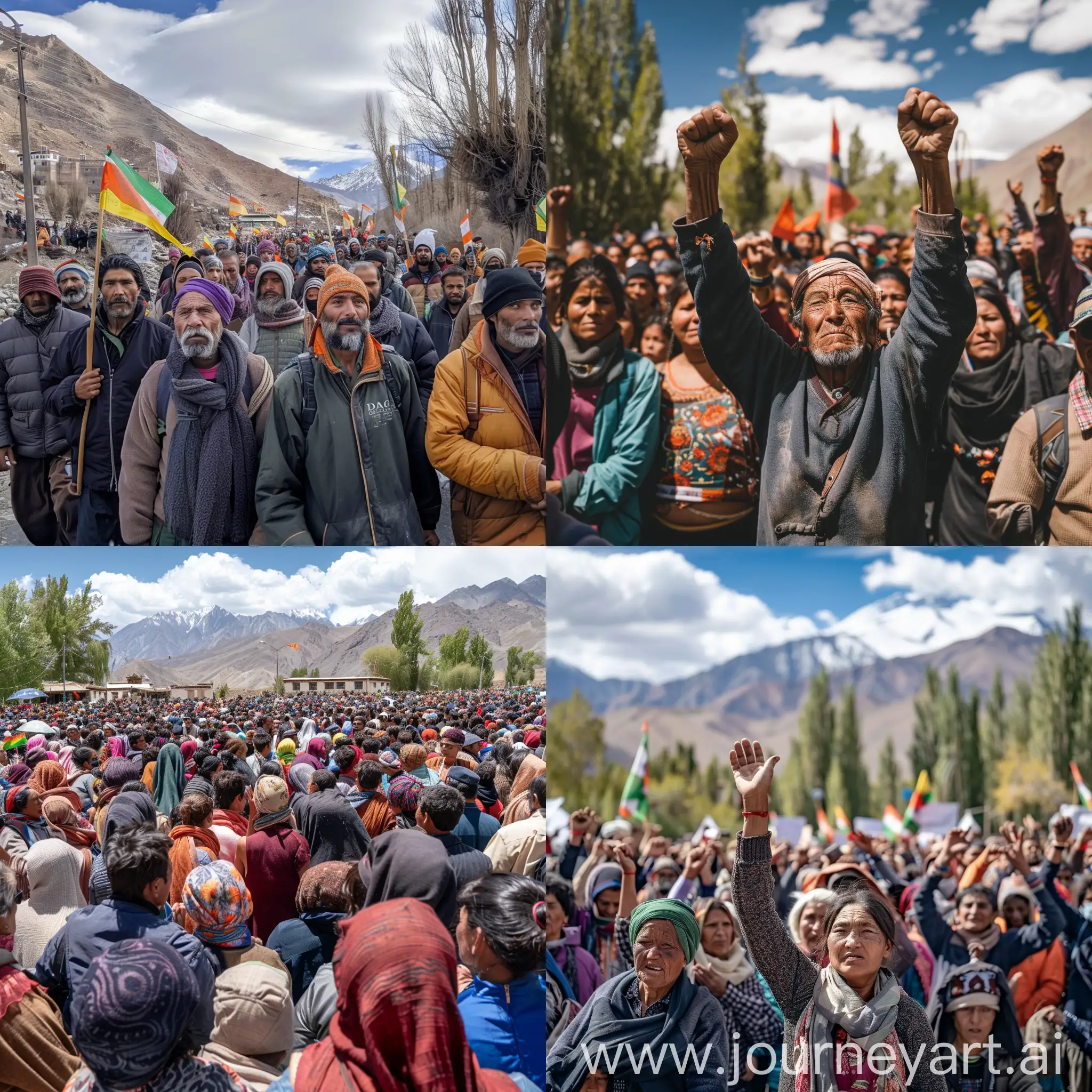 People of ladakh protesting for the demanding sixth schedule