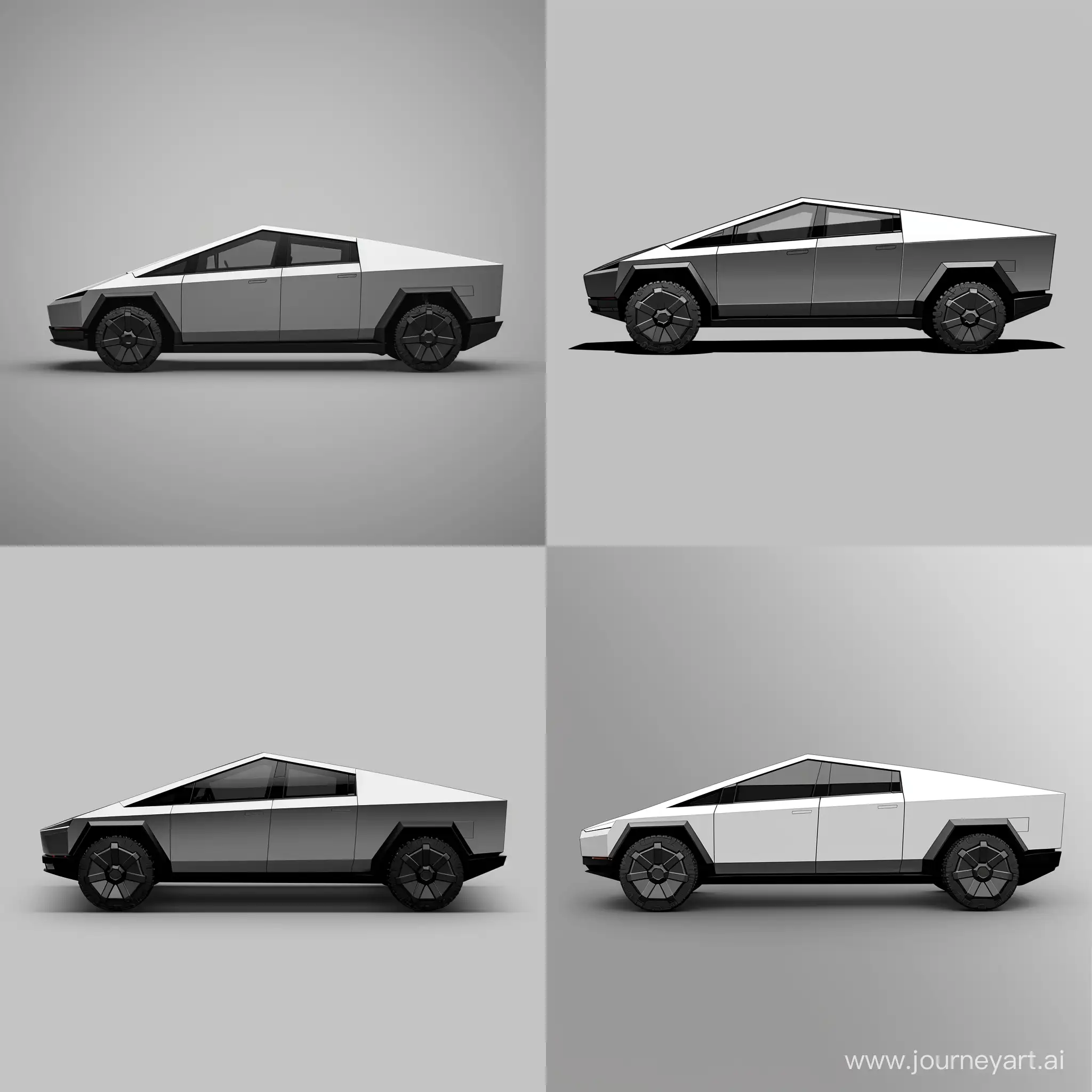 Tesla CyberTruck Minimalist 2D Illustration on Simple Gray Background ...