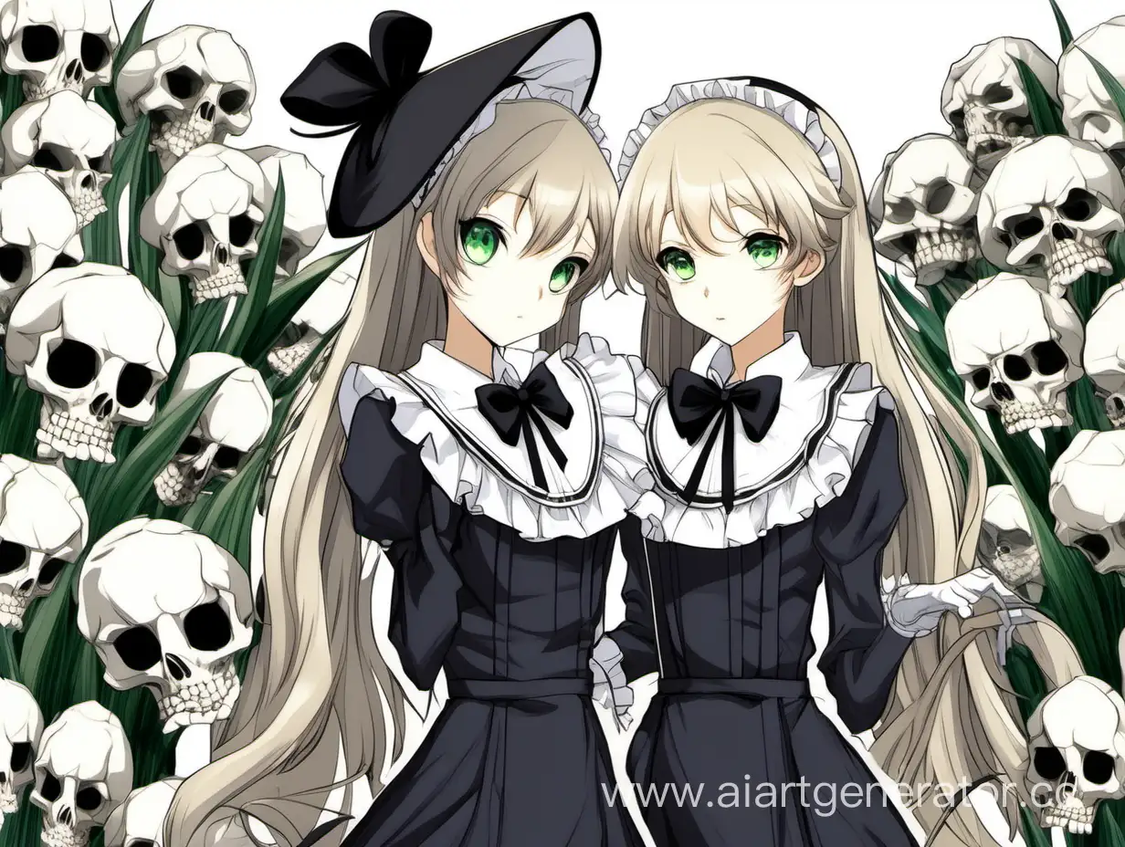 Animestyle-Maid-Character-Marie-Corbel-in-Black-Maids-Dress-with-Skulleyed-Red-Eyes