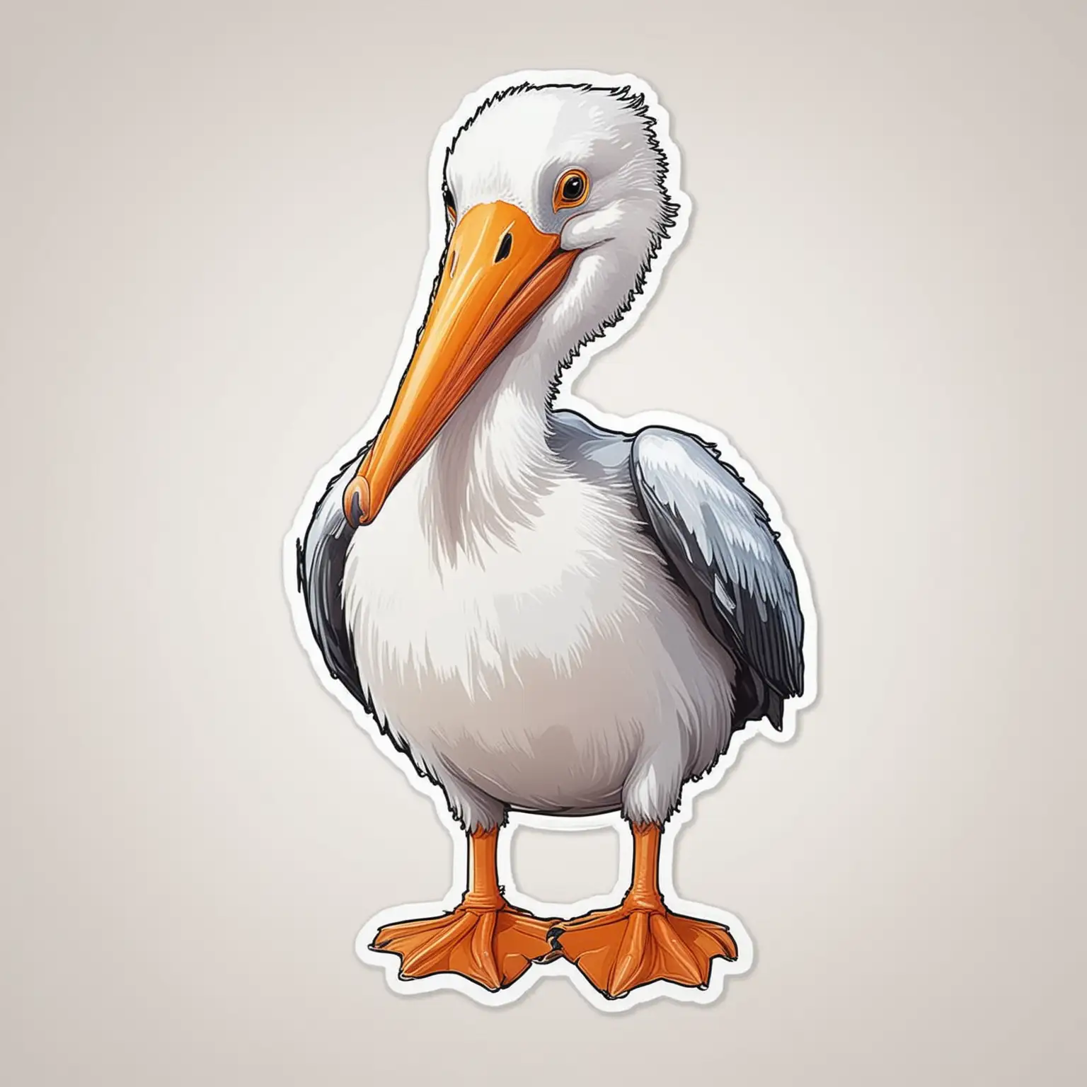 Cute Caricature Pelican DieCut Vector Sticker