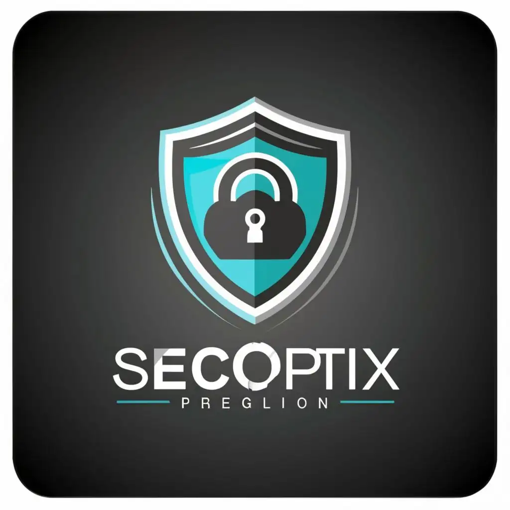 logo, a shield, key lock, protection, with the text "SecOptix", typography