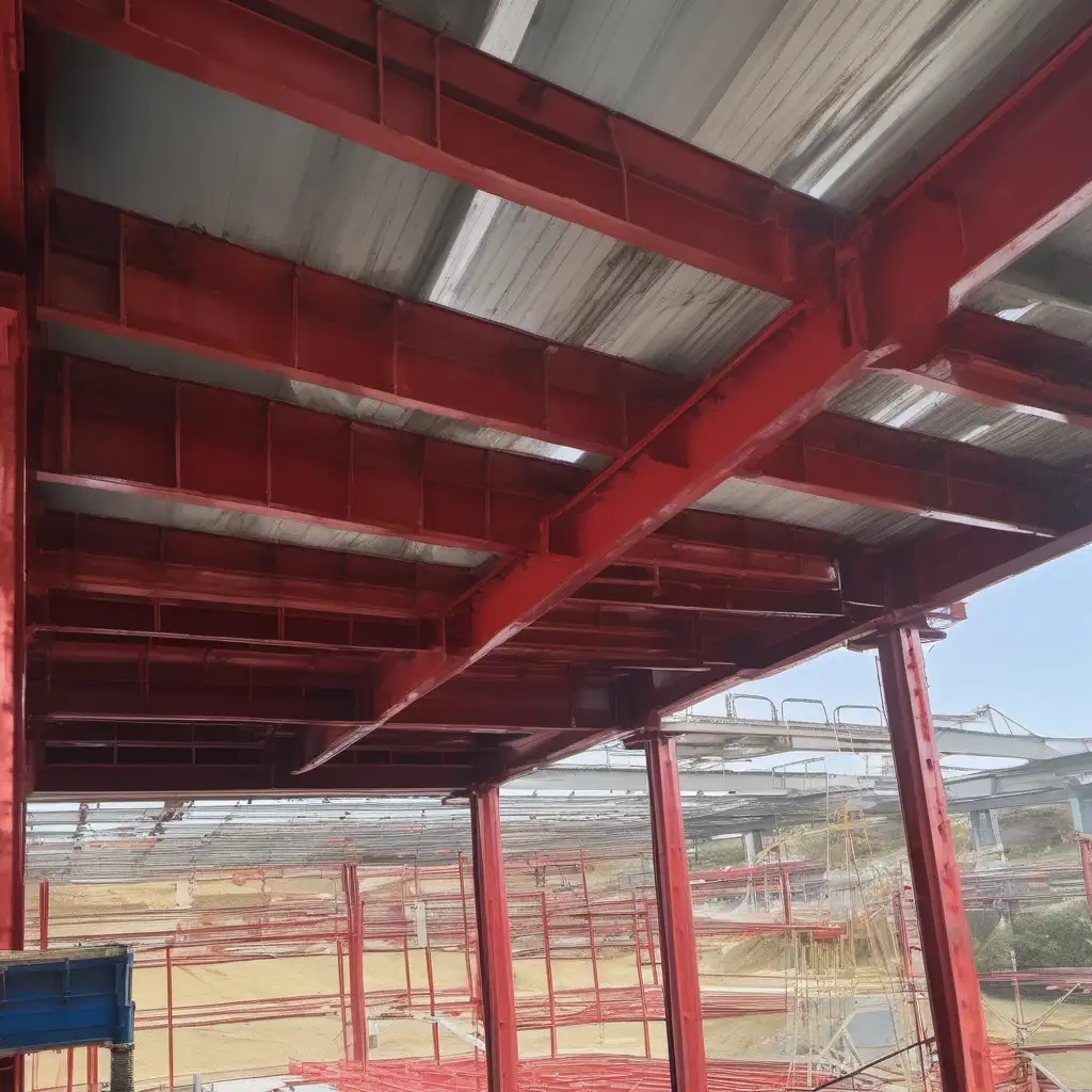 Steel construction painted in oxide red