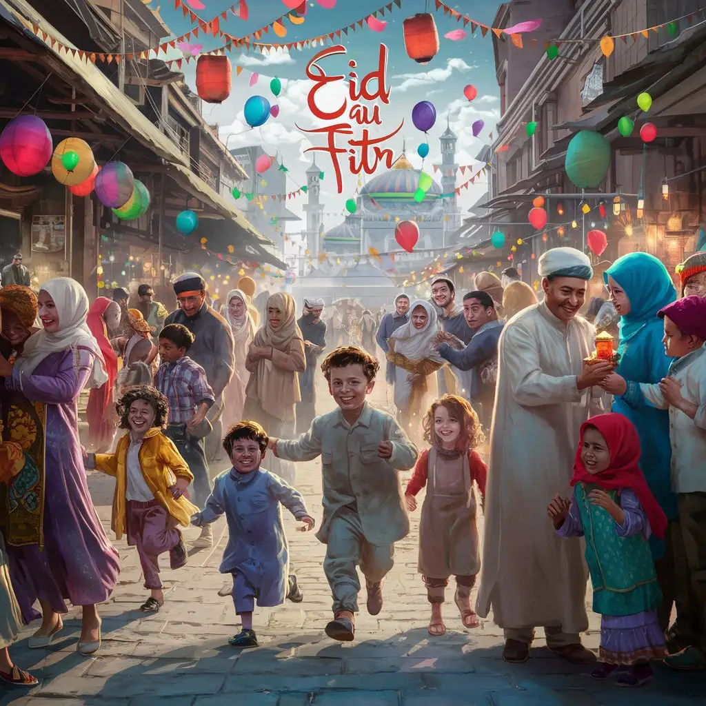 i want picture showing the joy of eid ul fitr