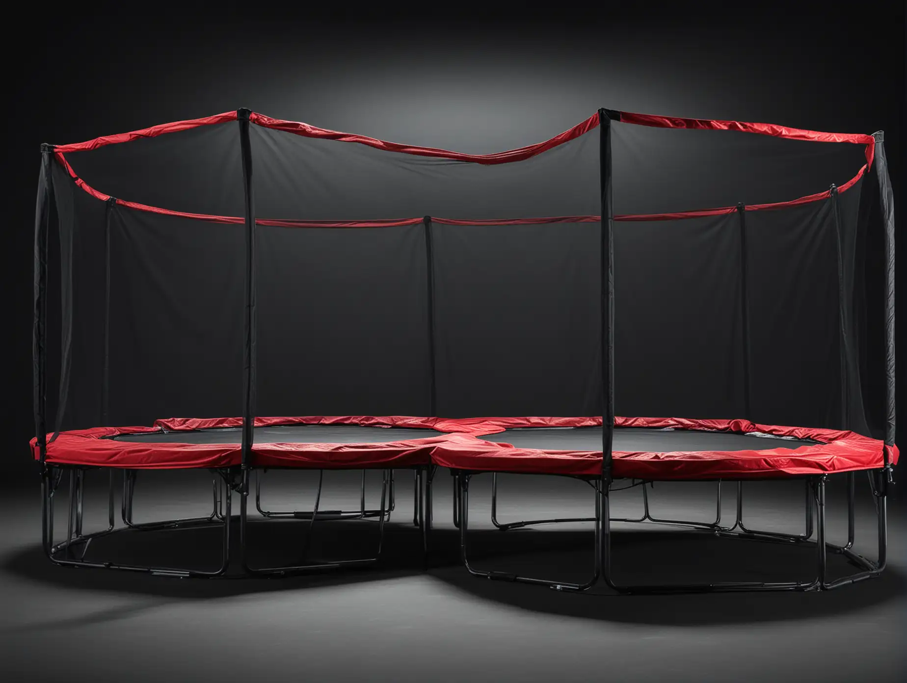 make a picture of dark red  trampolines with dark background