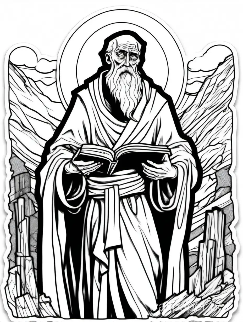 stunning drawing of Saint Jerome, Lineart, comic art, white background, sticker art