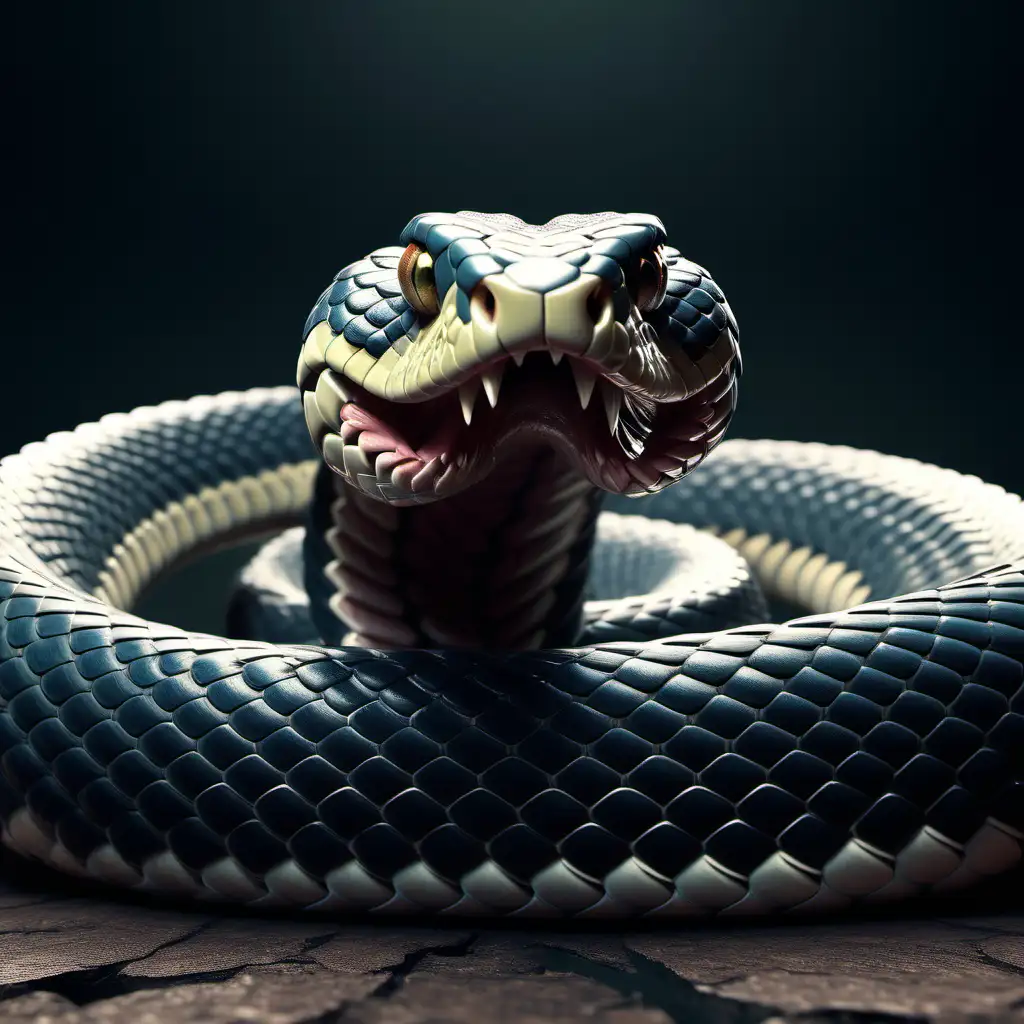 Striking 3D Cobra Illustration with Detailed Muscular Structure and Fangs