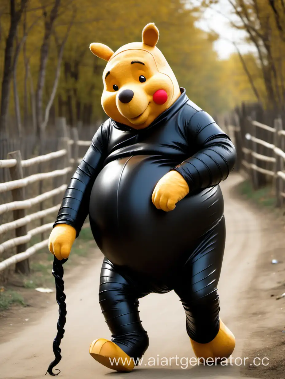 Chubby-WinniethePooh-Domineers-Over-a-Donkey-in-Latex-Suit