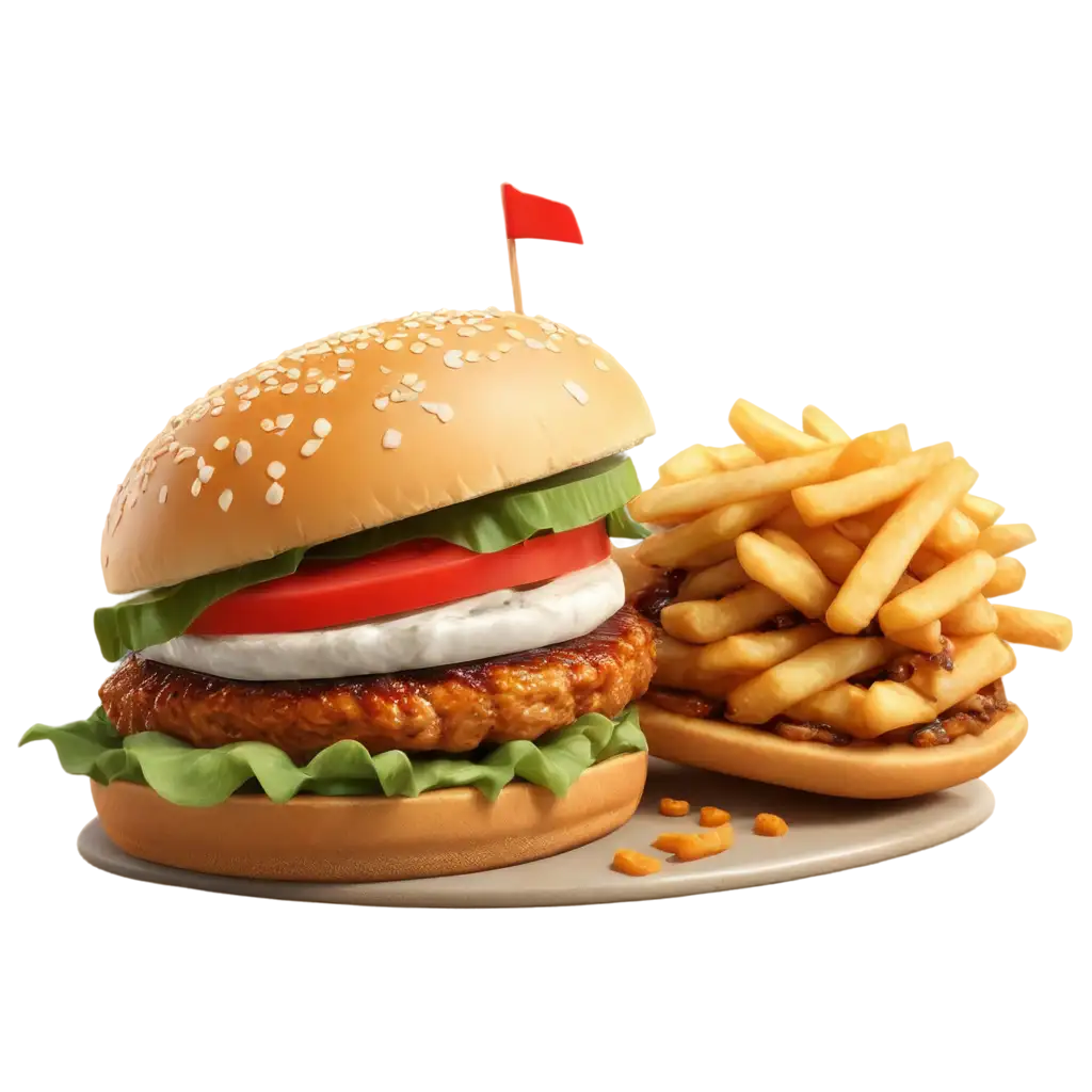 3D-Chicken-Burger-PNG-Delectable-Visuals-for-Culinary-Blogs-and-Menus