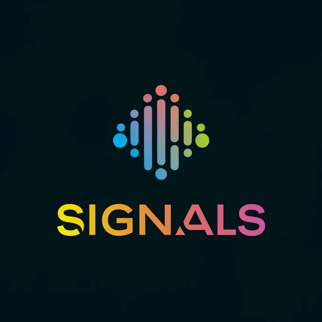 a logo design,with the text "signals", main symbol:fourier transform, colored with all colors of rainbow, without dots or circles,complex,be used in Technology industry,clear background