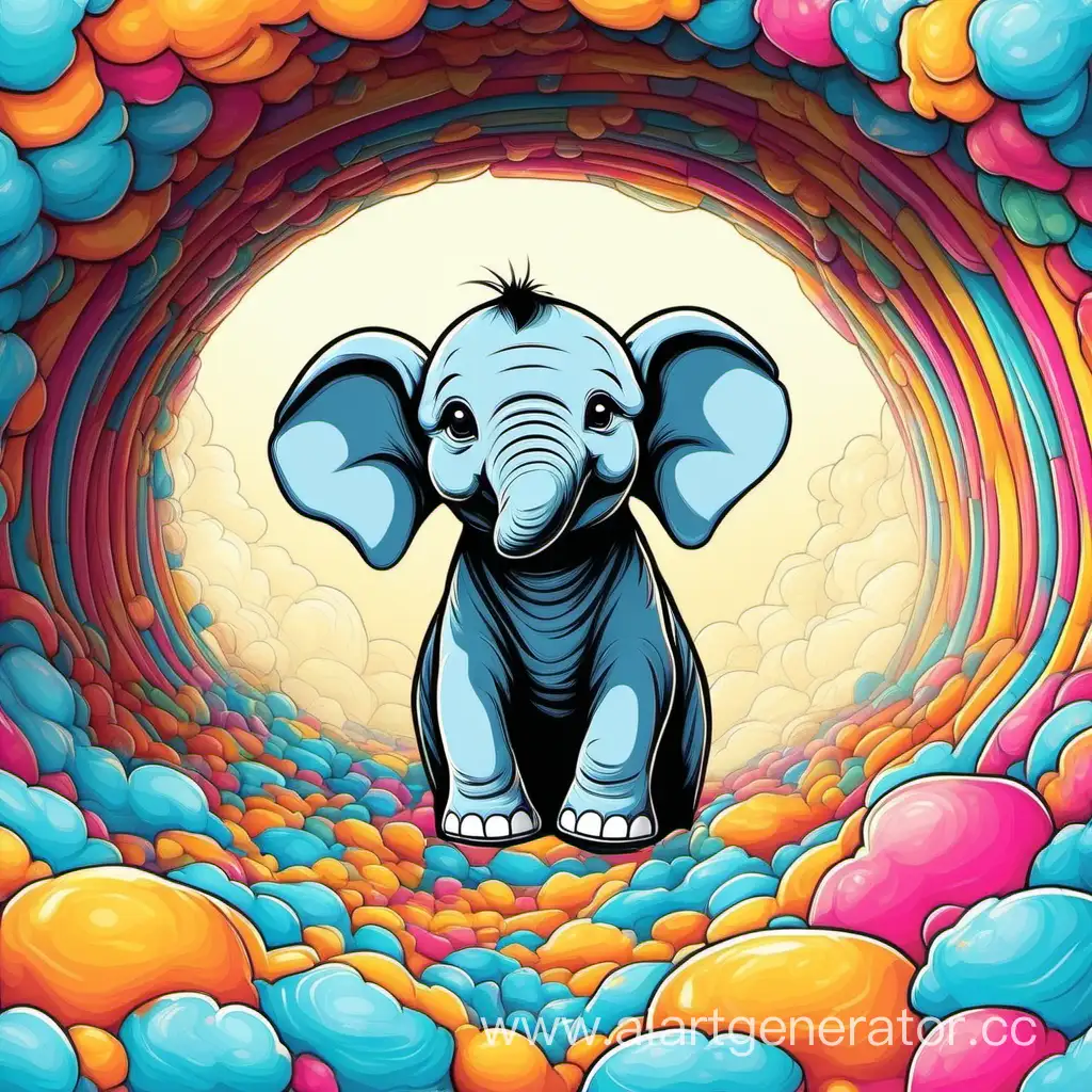 Playful-Baby-Elephant-in-Vibrant-Foam-Wonderland