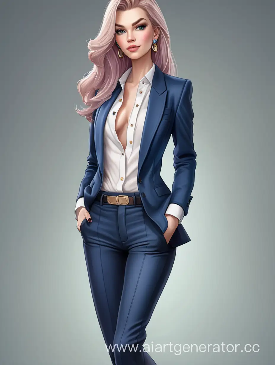 Elegant-Attire-Daphne-Greengrass-in-Stylish-Blouse-Jacket-and-Sexy-Trousers