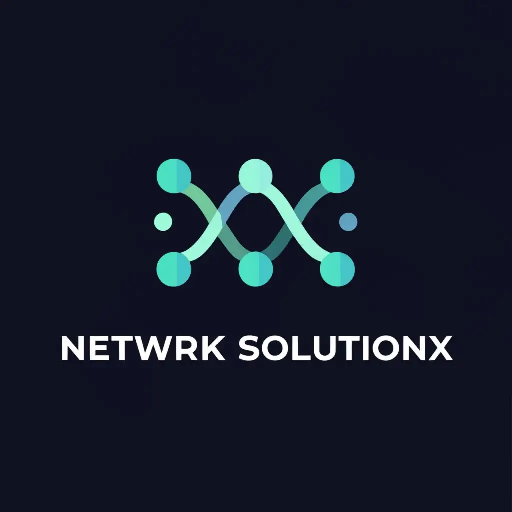 a logo design,with the text "Network SolutionX", main symbol:abstract links shape mesh connections in mint color,Moderate,be used in Technology industry,clear background