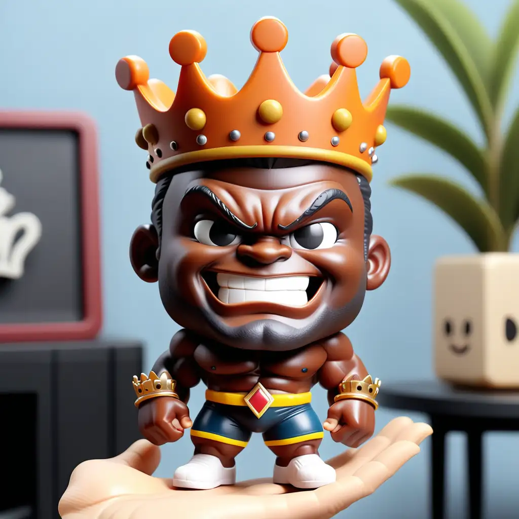 Smiling Kawaii Francis Ngannou Toy with Crown