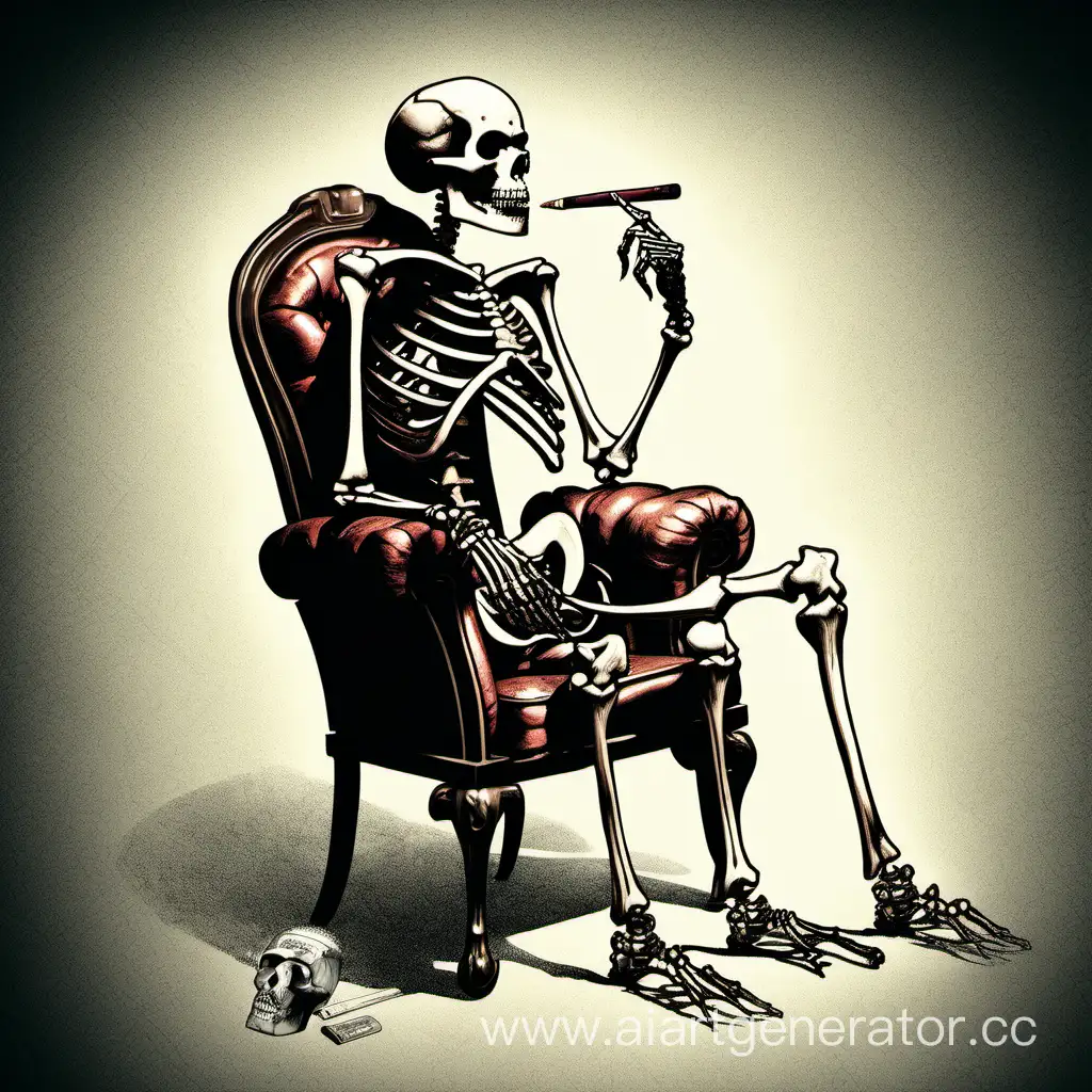 Skeleton-Sitting-in-Chair-Smoking-a-Cigar