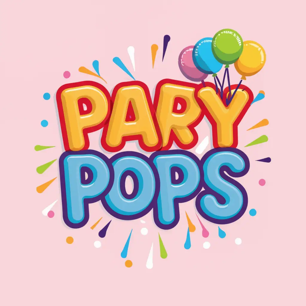 a logo design,with the text "party pops ", main symbol:balloon,Moderate,clear background