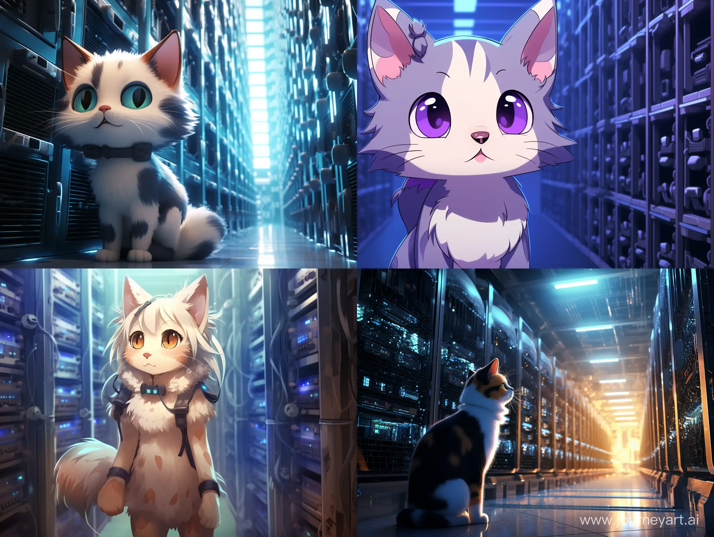  кошка в датацентре серверов в виде аниме