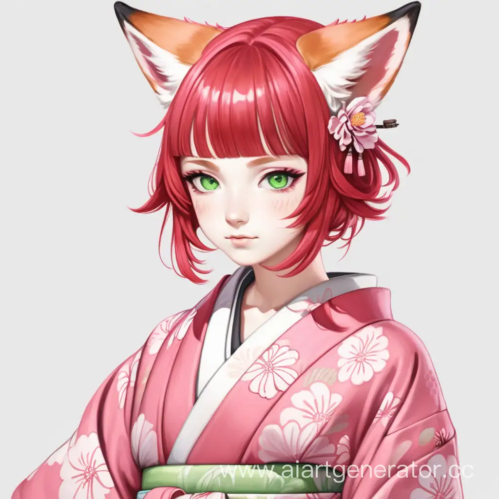 RedHaired-Girl-in-Pink-Kimono-with-Fox-Ears-and-Green-Eyes