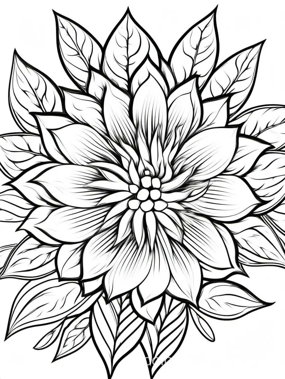 flower for adults for women, Coloring Page, black and white, line art, white background, Simplicity, Ample White Space. The background of the coloring page is plain white to make it easy for young children to color within the lines. The outlines of all the subjects are easy to distinguish, making it simple for kids to color without too much difficulty