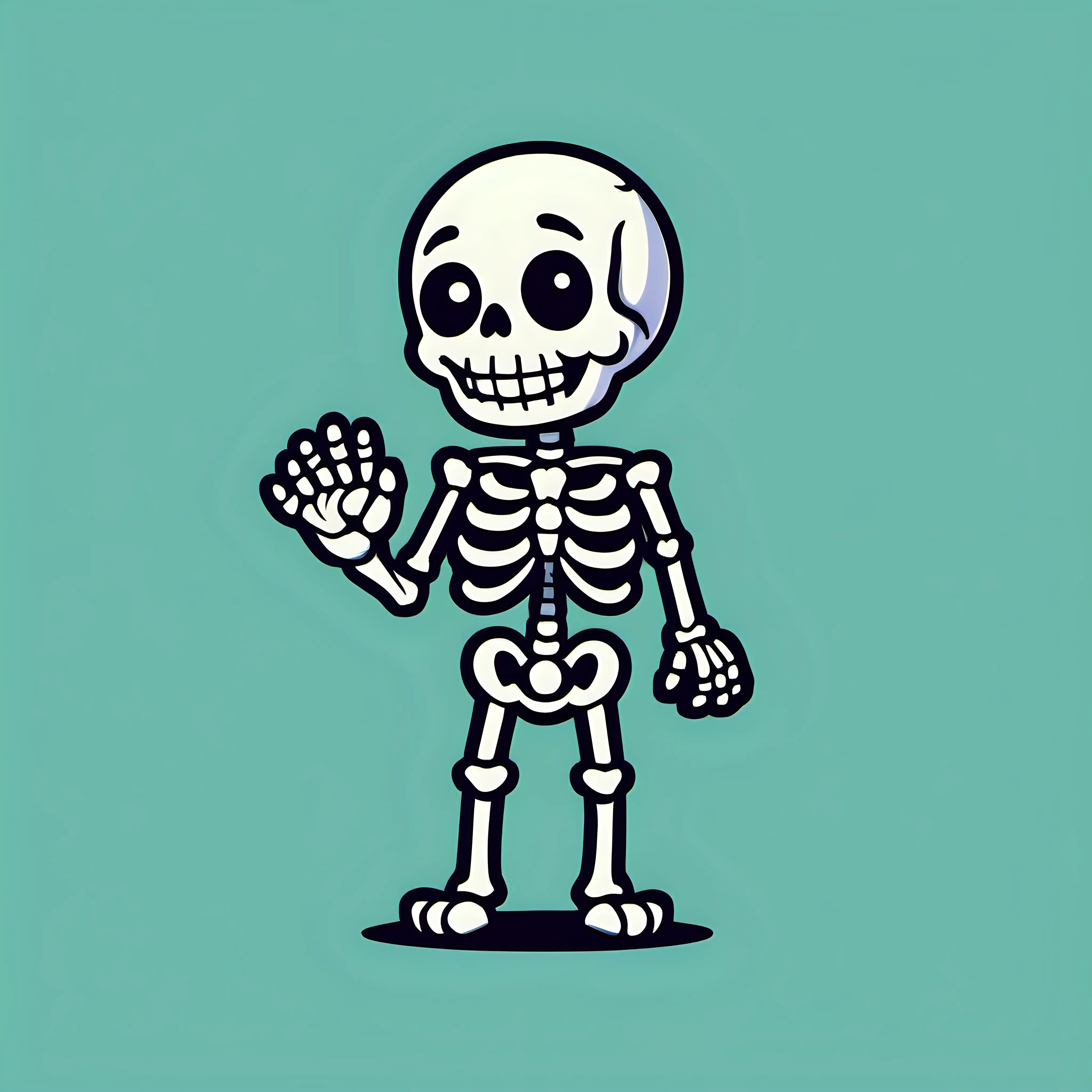 Cute Skeleton waving hello. Emote style.