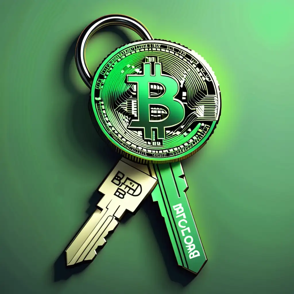 EcoFriendly Bitcoin Key with Vibrant Green Accents