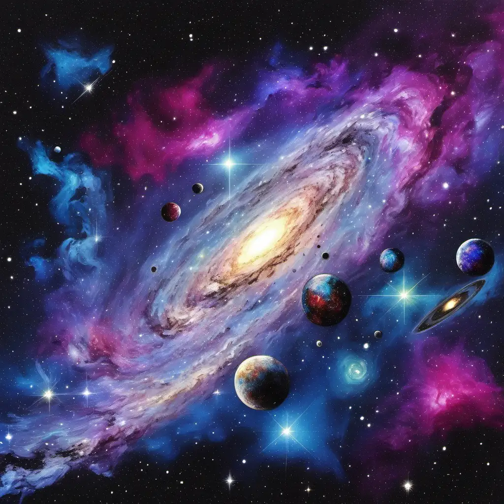 Vibrant Cosmic Nebula Painting Celestial Colors in Galaxy Art
