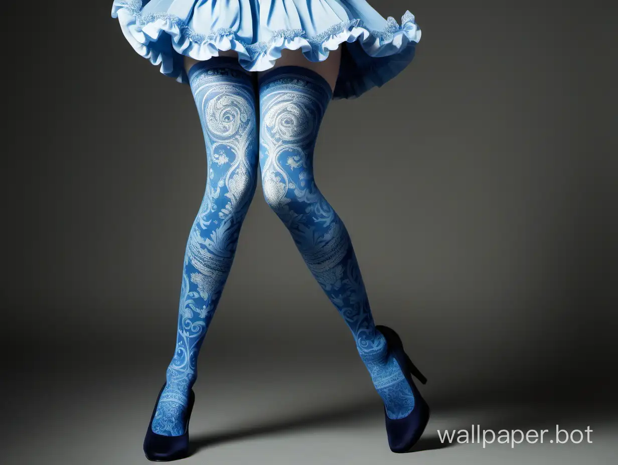 girl in cute blue baroque tights