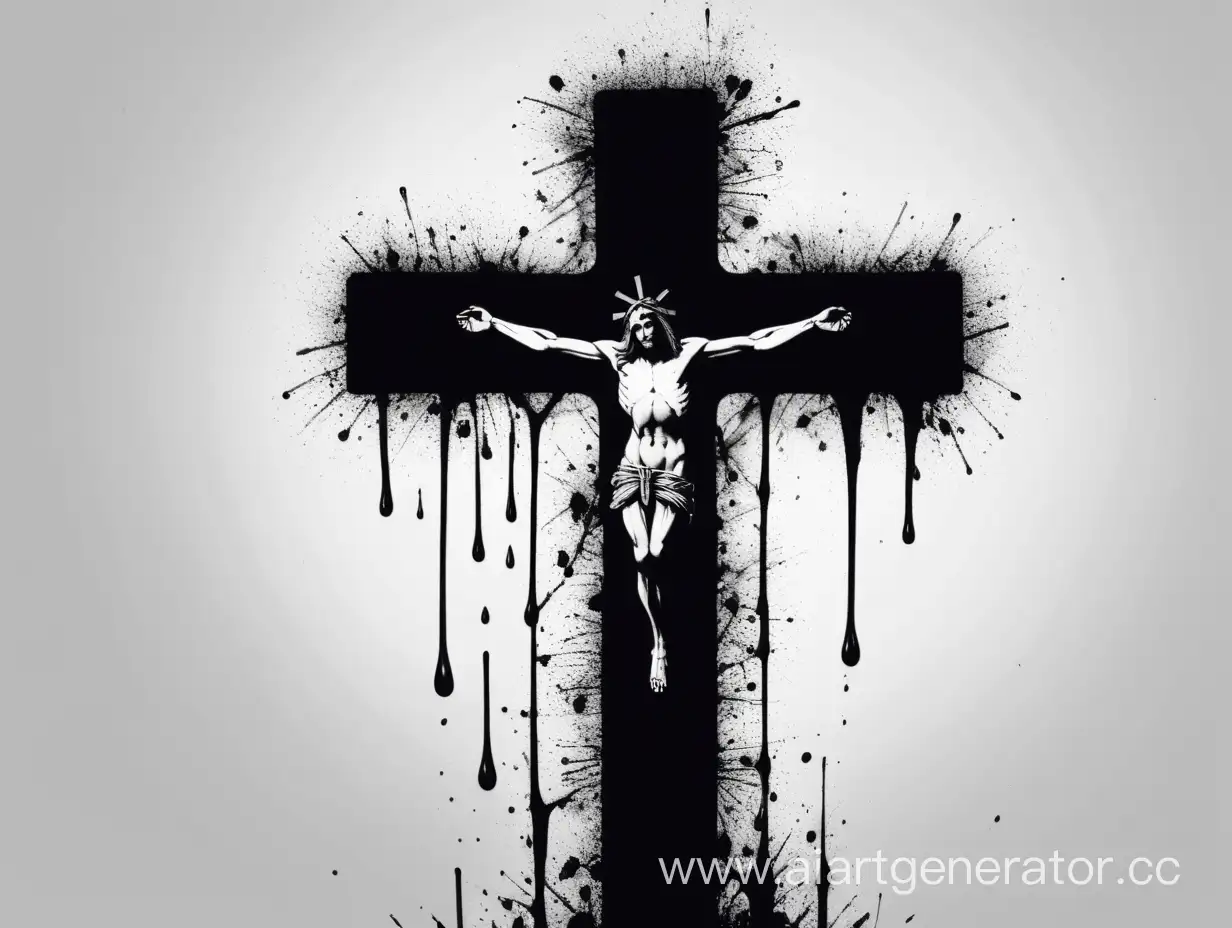Mystical-Cross-in-Blood-Haunting-Black-and-White-Photo