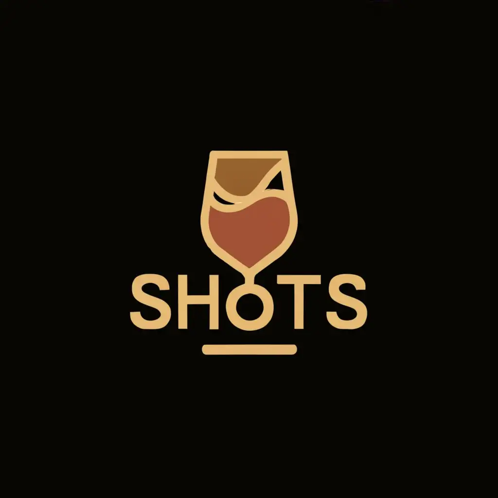 a logo design,with the text "Shots", main symbol:Wine glass forming the letter S, color: beige, dark orange, black. with cool and modern fonts. Make a logo for an online liquor brand,Moderate,clear background