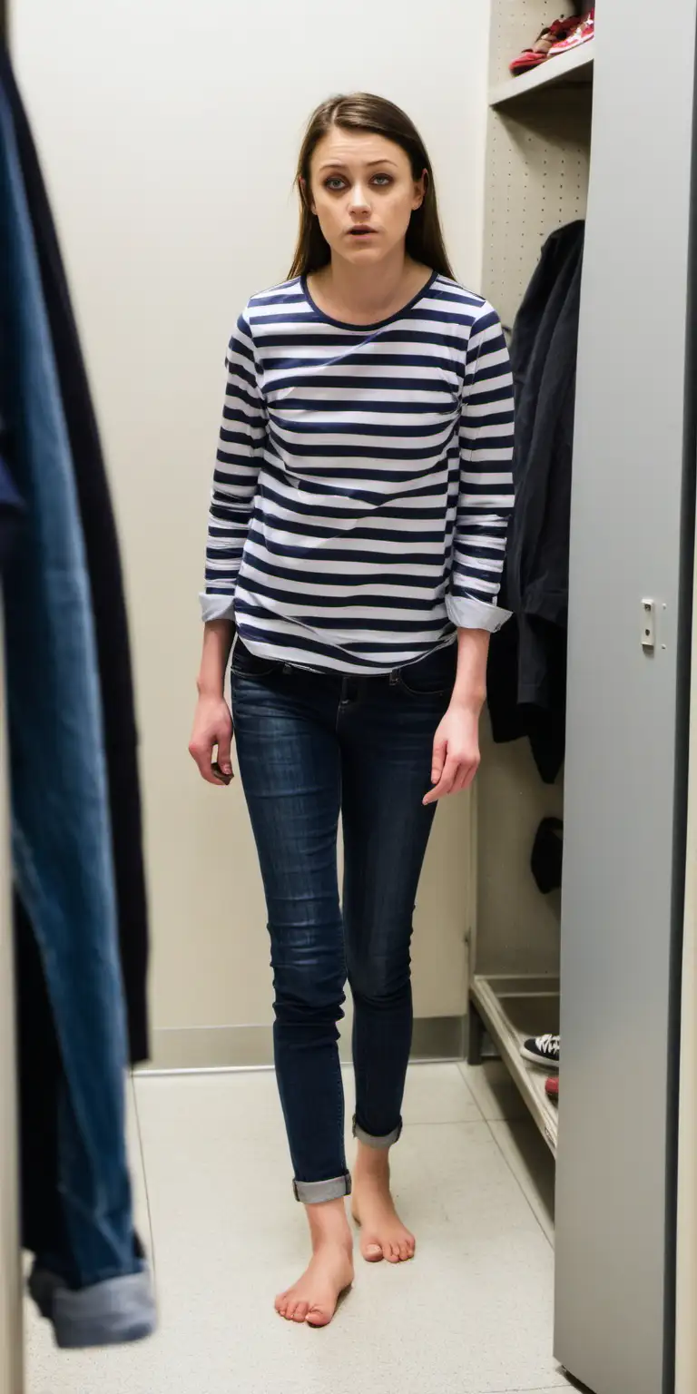 Fashionable Woman Searching for Shoes in Stylish Changing Room