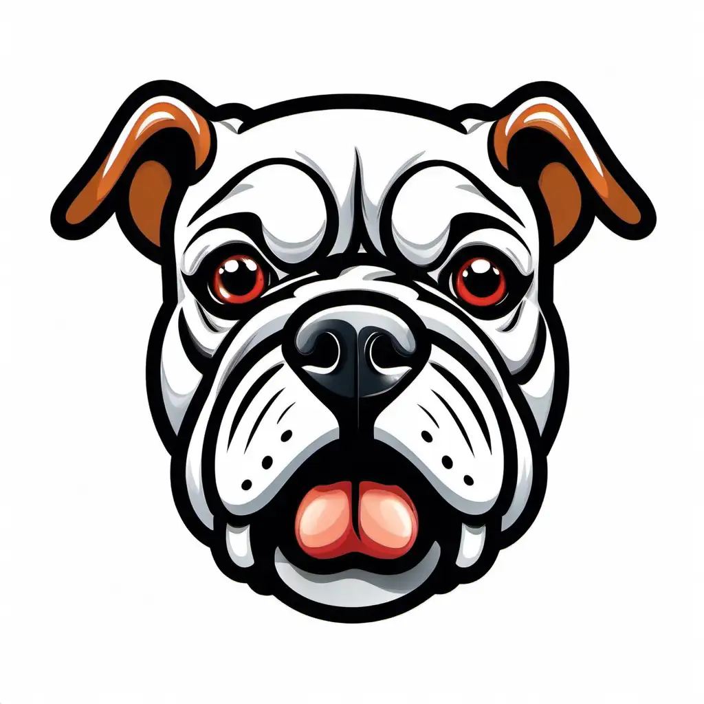 cartoon bull dog icon head only white background