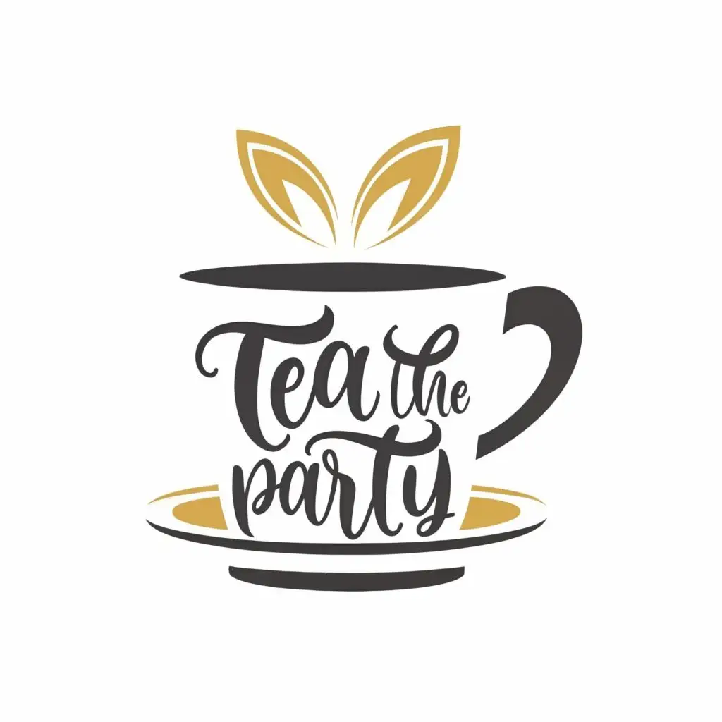 logo, Tea cup, with the text "Tea the Party", typography, be used in Entertainment industry