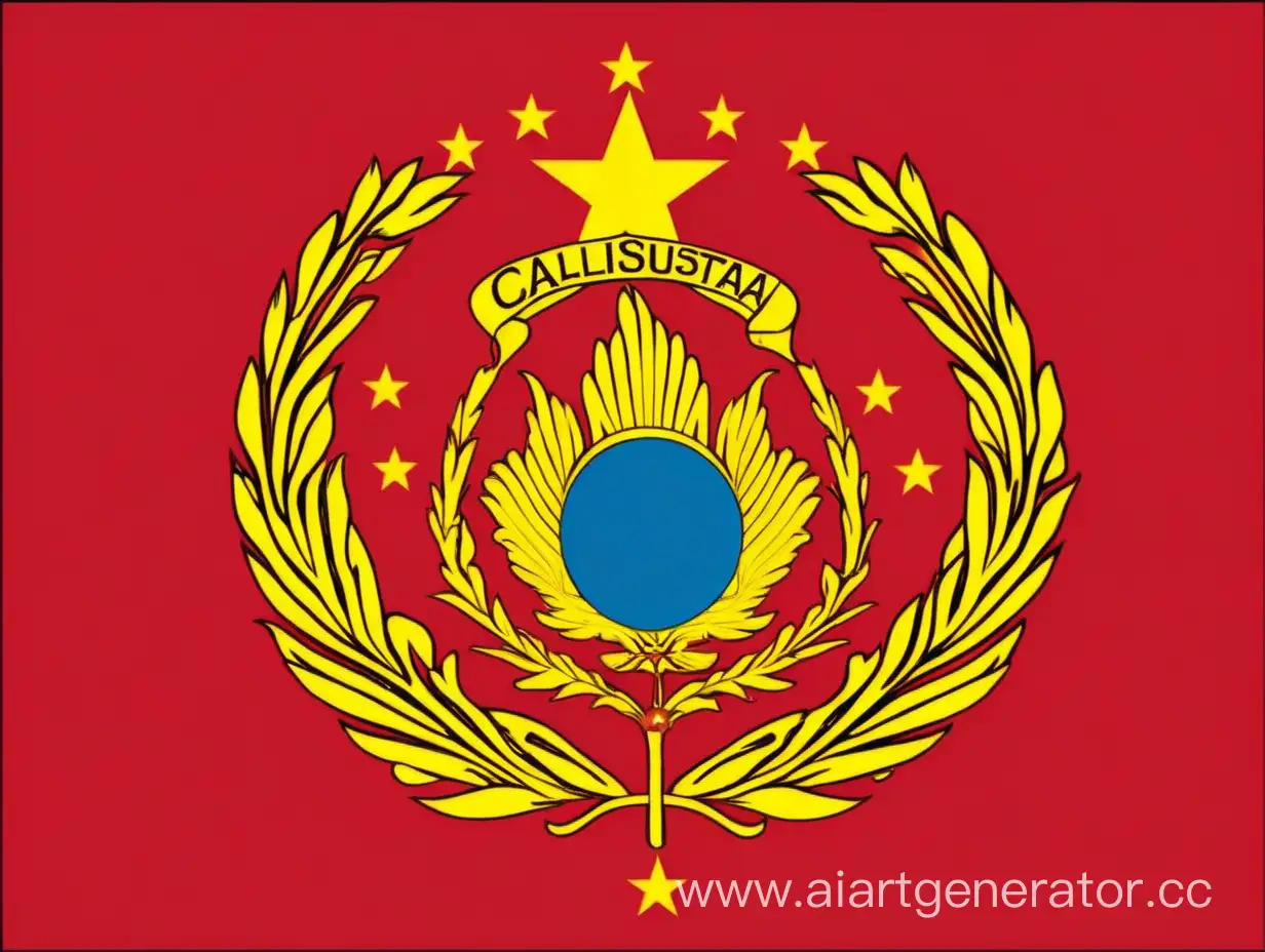 флаг каликстины красный с гербом каракалпакстана
