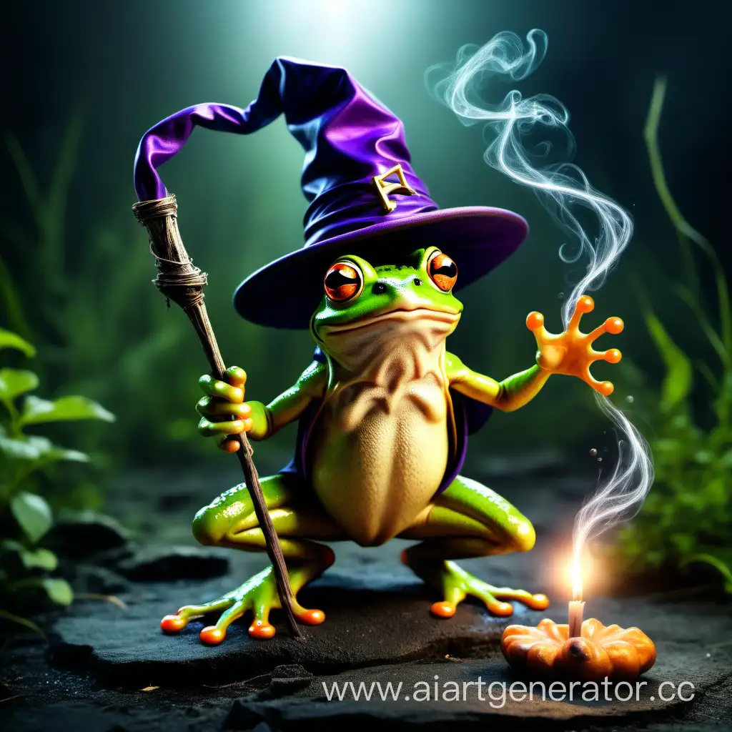 Enchanting-Frog-in-Wizards-Hat-Conjuring-a-Spell