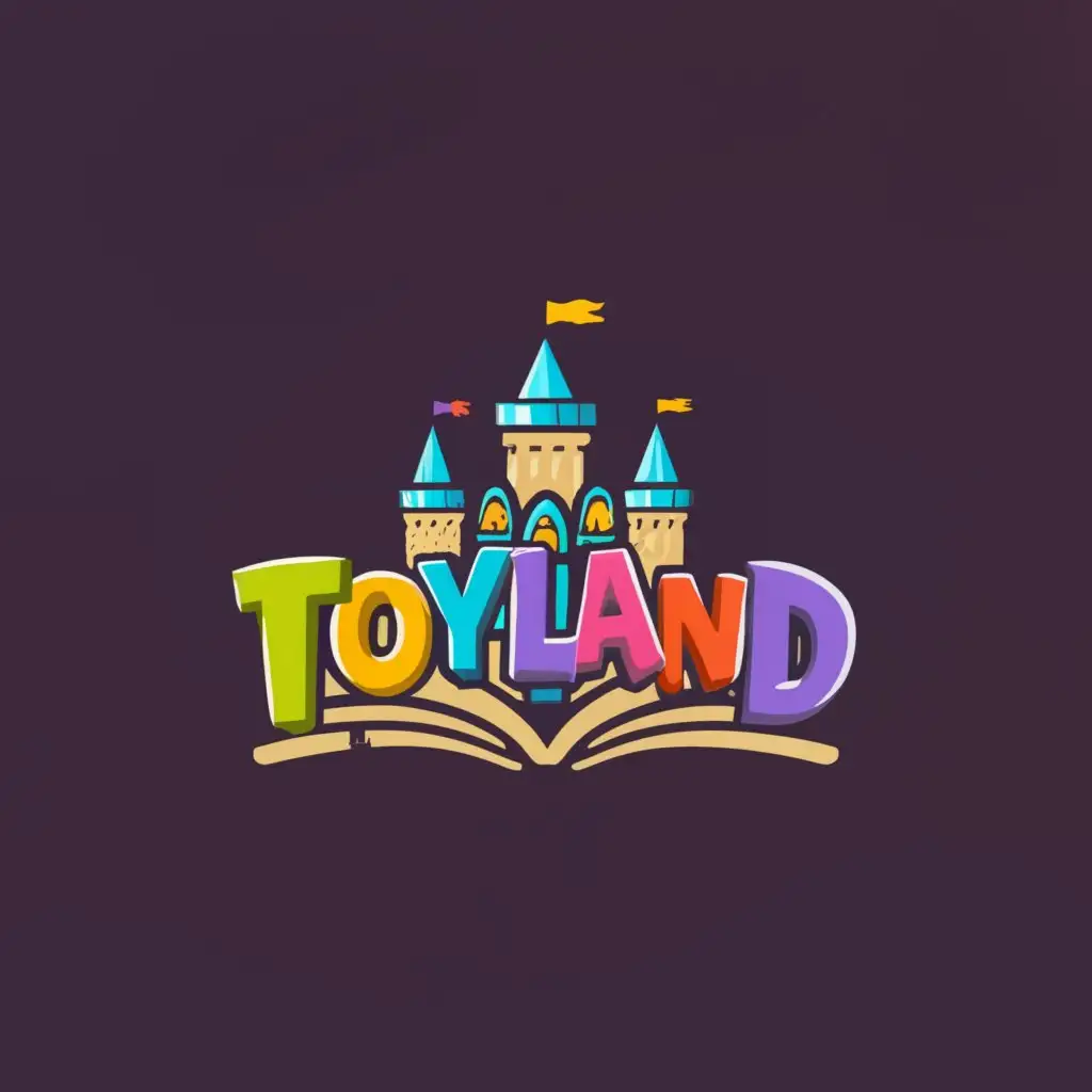 a logo design,with the text "TOYLAND", main symbol:castle book ,complex,clear background