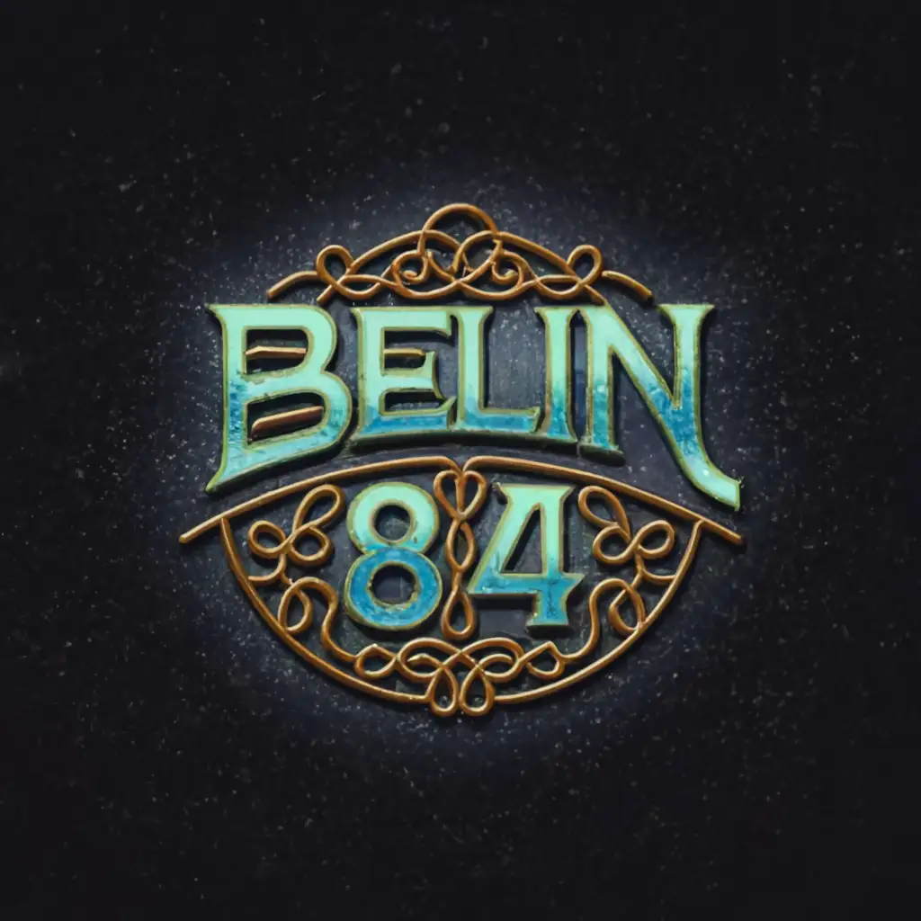 LOGO-Design-For-BELIN-84-Handmade-Metallized-Text-with-VHS-Noise-Glitter-BoIaDe-Glass-Text-on-Beach-Background