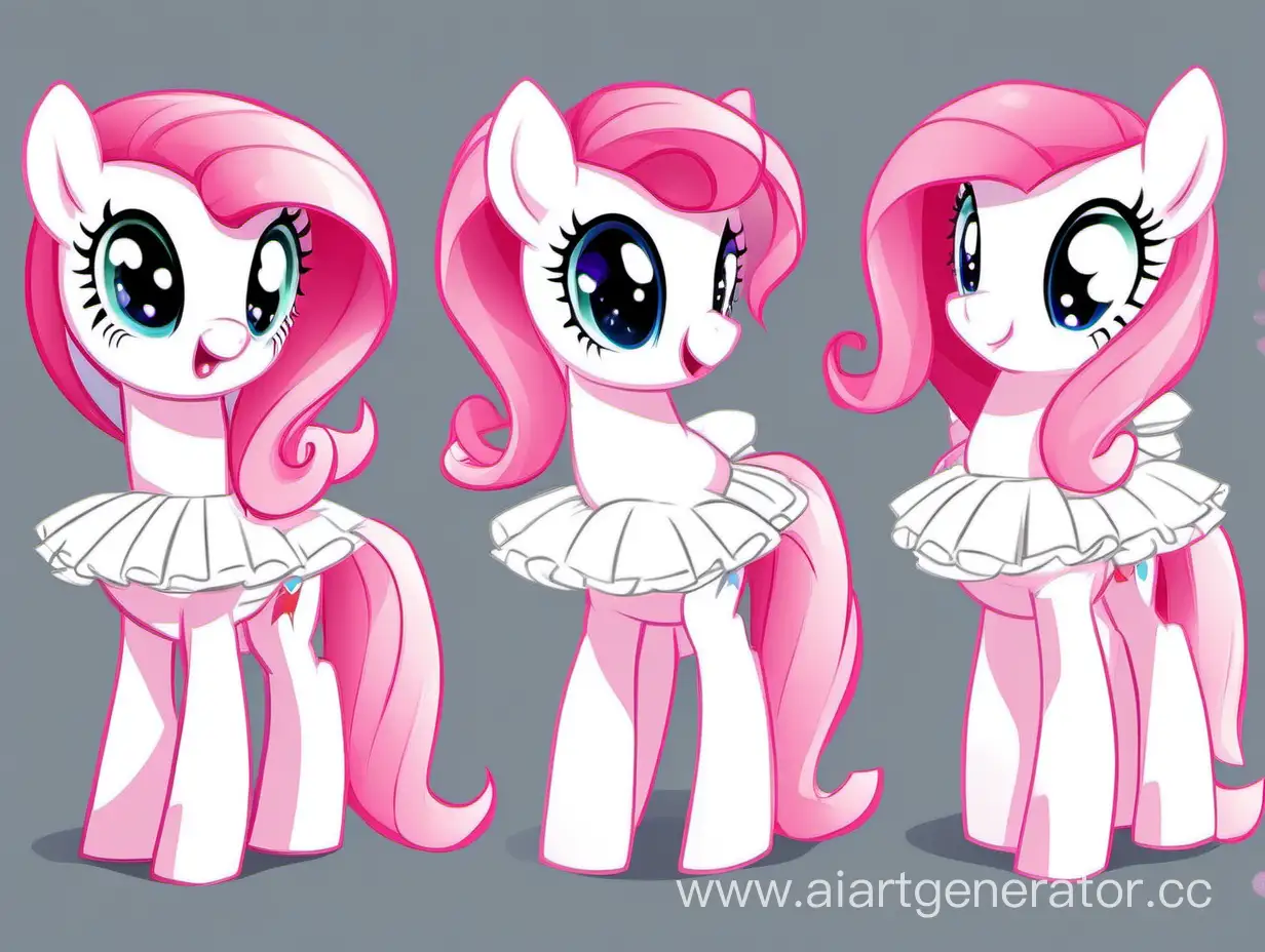 Adorable-Tall-Pony-in-White-Ballerina-Dress-with-Pink-Bows