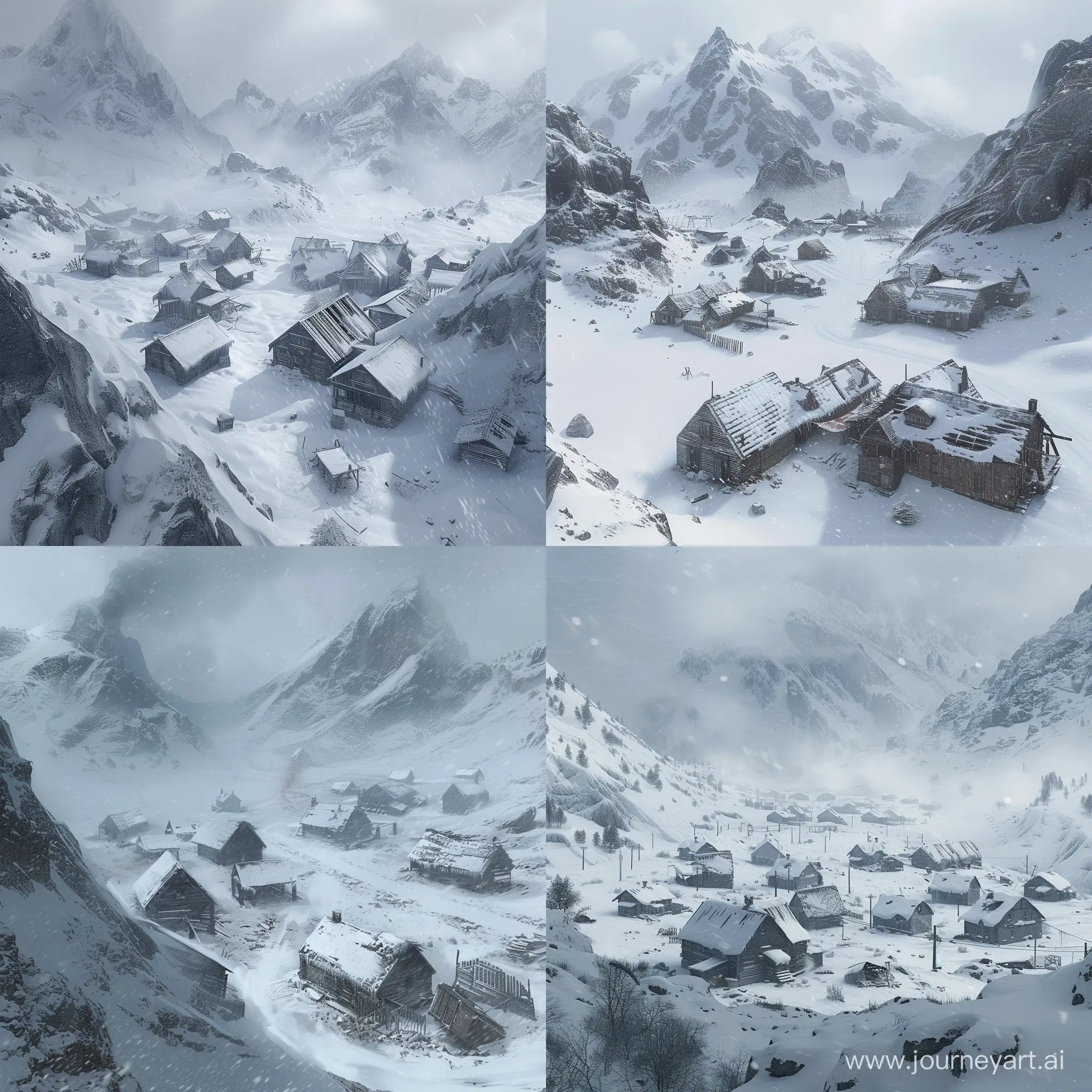 Desolate-SnowCovered-Village-Amidst-Harsh-Blizzard