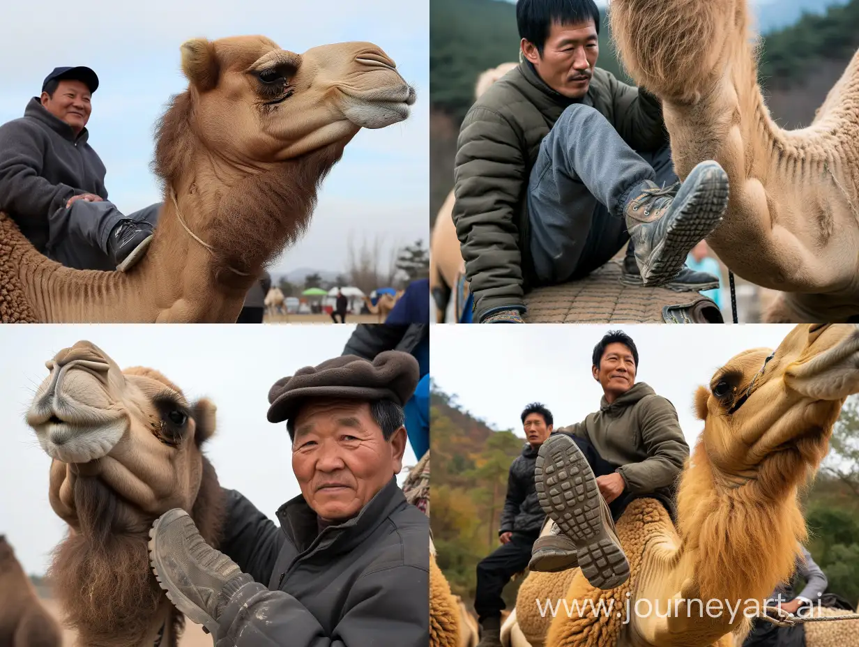 Korean-Man-Poses-with-Camel-in-Traditional-Attire