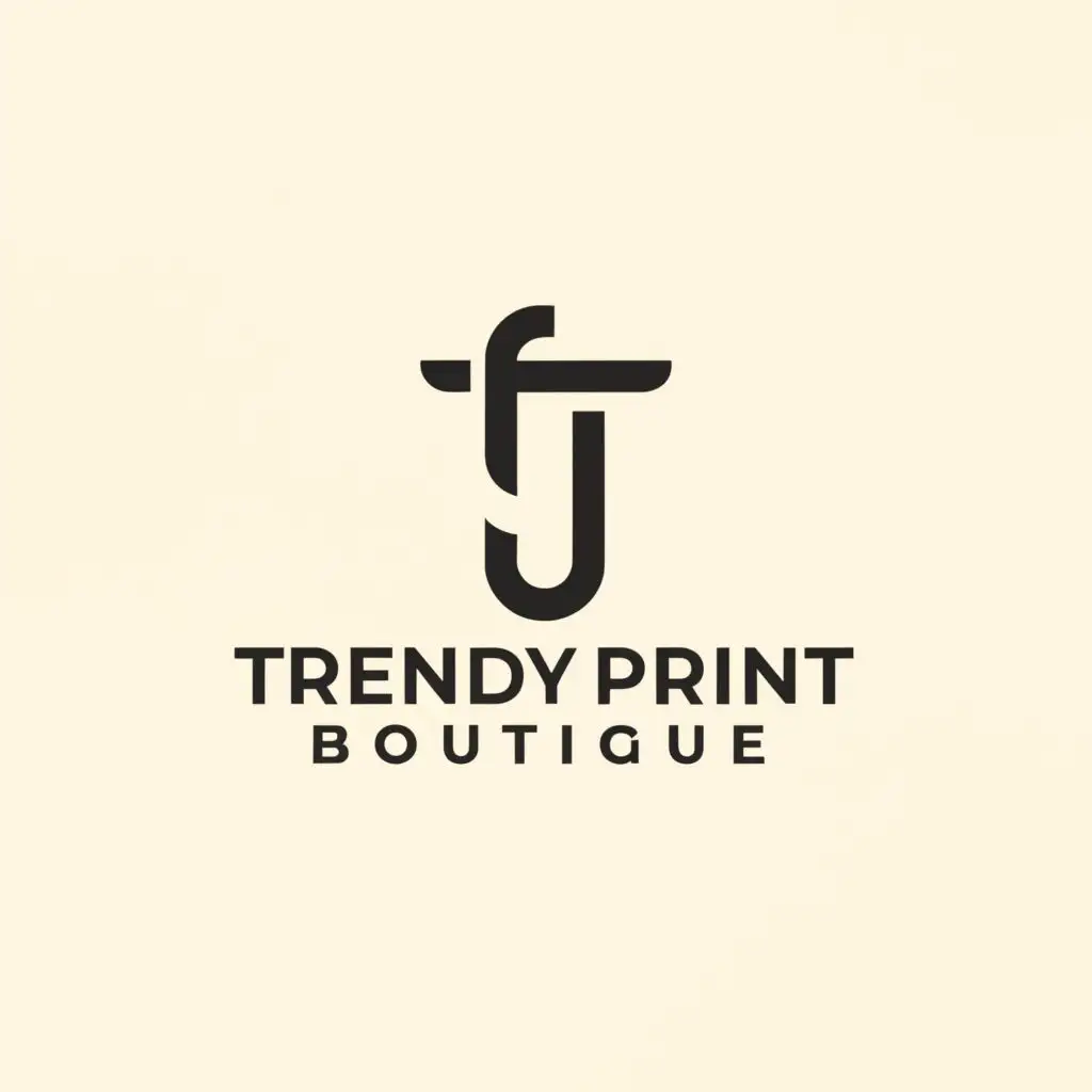 a logo design,with the text "TrendyPrintBoutique", main symbol:T,Moderate,be used in Retail industry,clear background