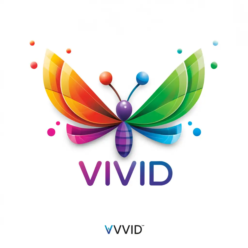 a logo design,with the text "Vivid", main symbol:Create a colorful and captivating mobile app icon for "Vivid," a platform for personal transformation and inner exploration. Incorporate elements like a butterfly or flower, symbolizing growth, renewal, and the beauty of transformation.

Ensure the icon stands out with vibrant colors that evoke a sense of vitality and positivity. The design should be eye-catching and creative, capturing the essence of the app's mission to guide and support users on their journey towards personal growth.

The icon should be easily recognizable and memorable, inviting users to engage with the app for their own journey of self-discovery and transformation.,Moderate,be used in Finance industry,clear background