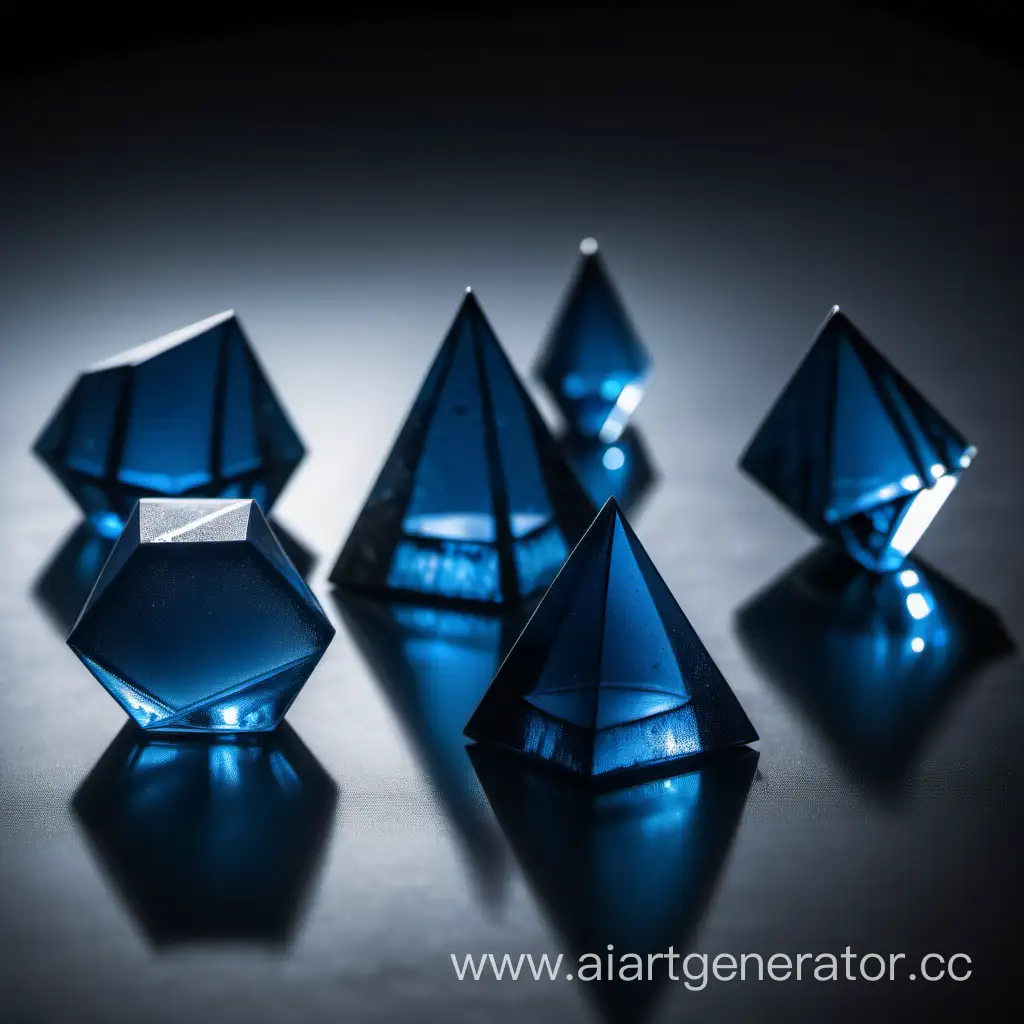 
изображение небольшого голубого мутного монокристалла на столе в разных ракурсах 